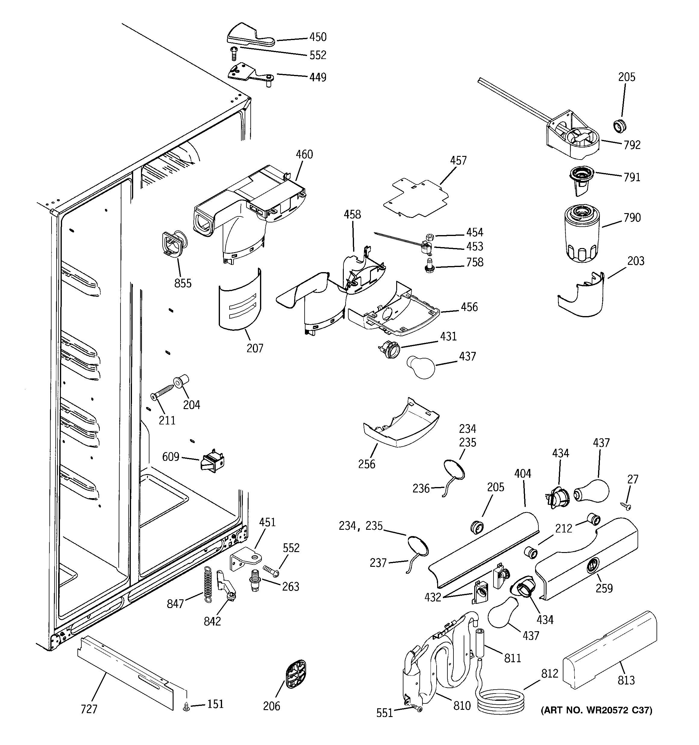 GE ESS25KSTMSS fresh food section diagram