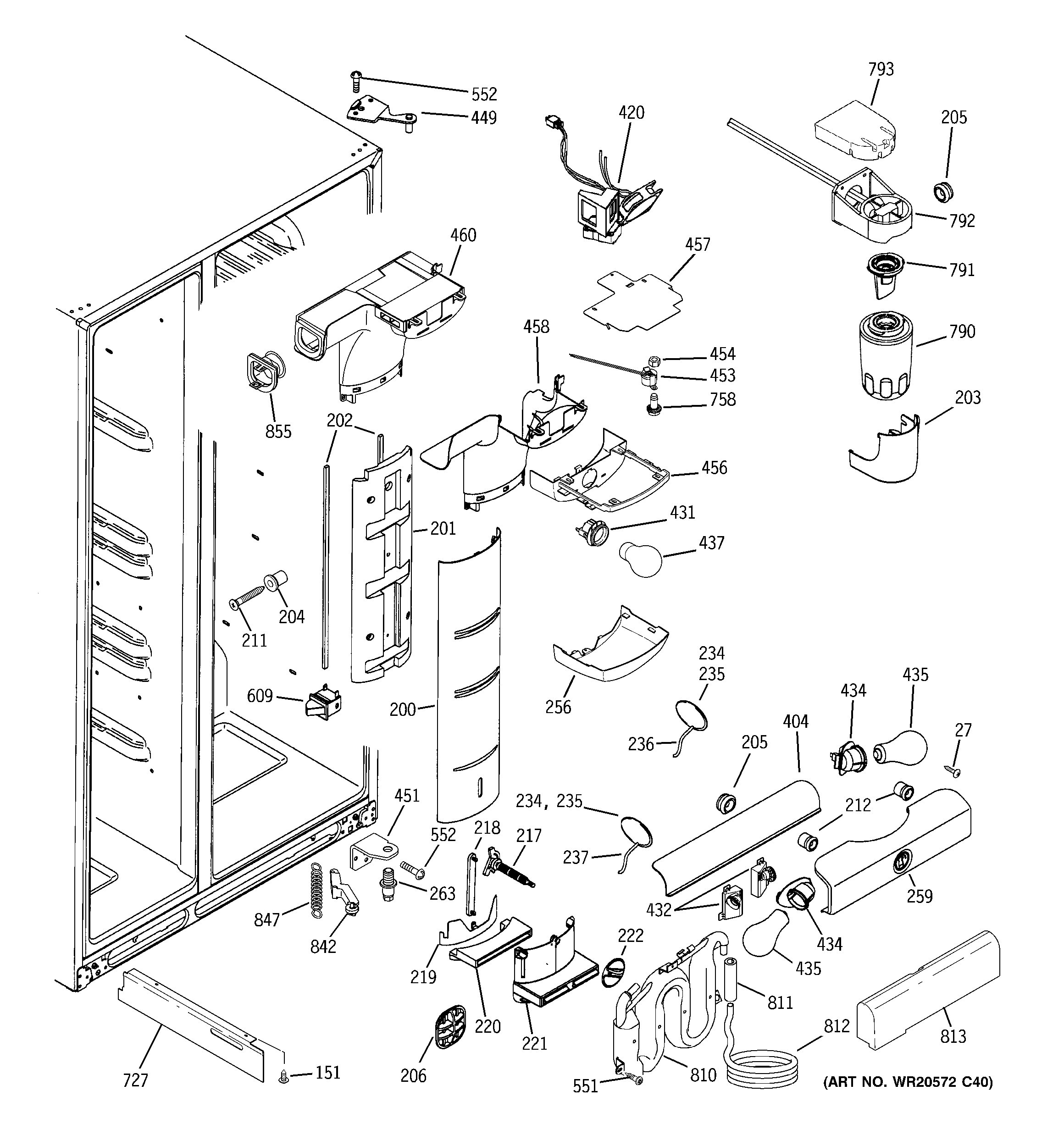 GE GSE25MGYCCSS fresh food section diagram