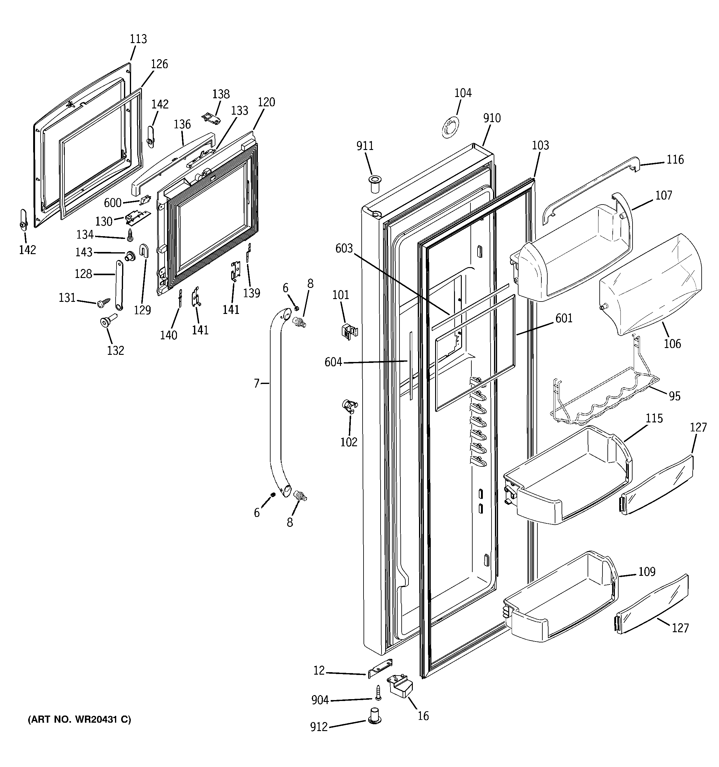 GE GSHF6PHXIEBB fresh food door diagram