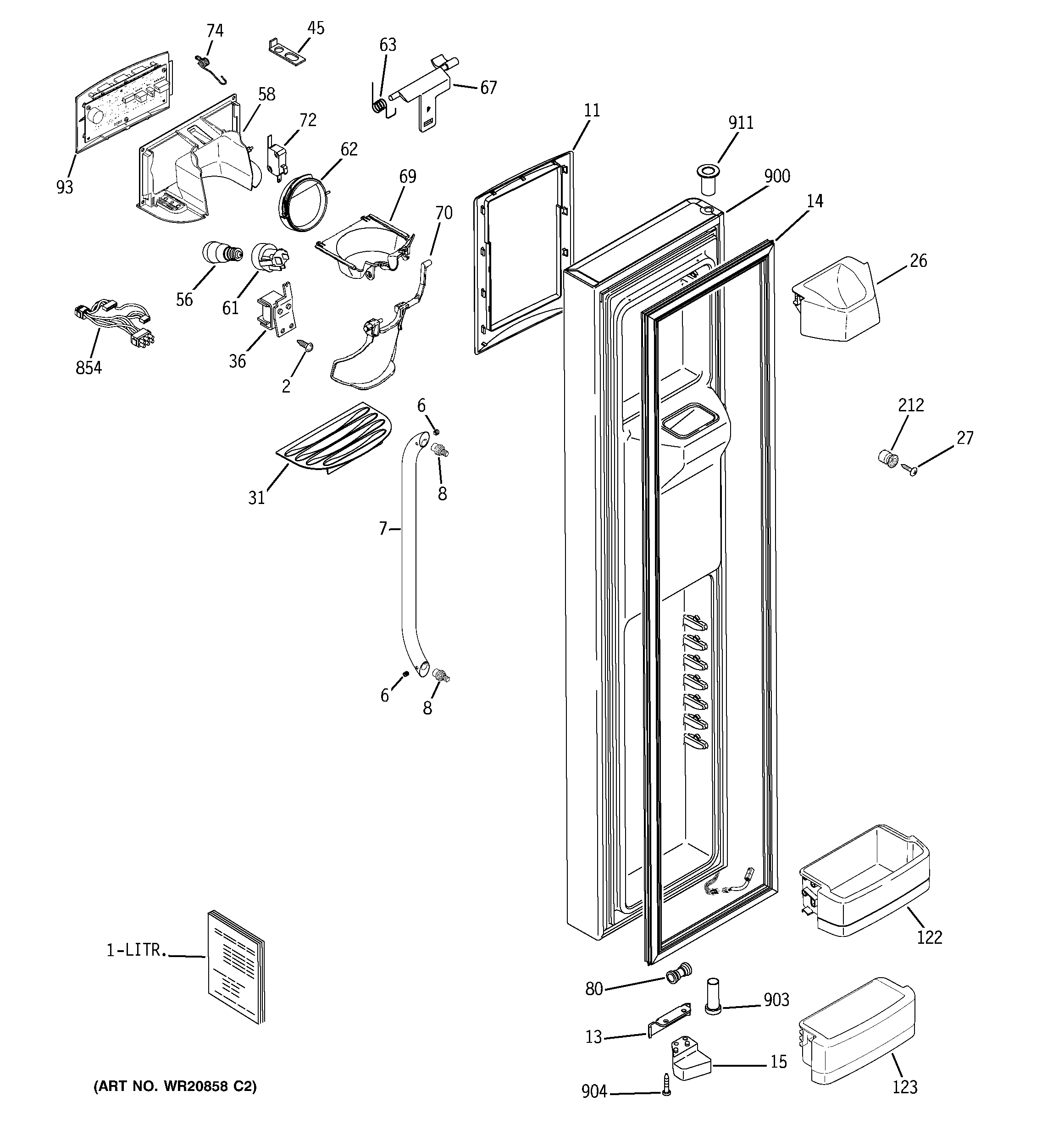 GE GSHL6PHXIELS freezer door diagram