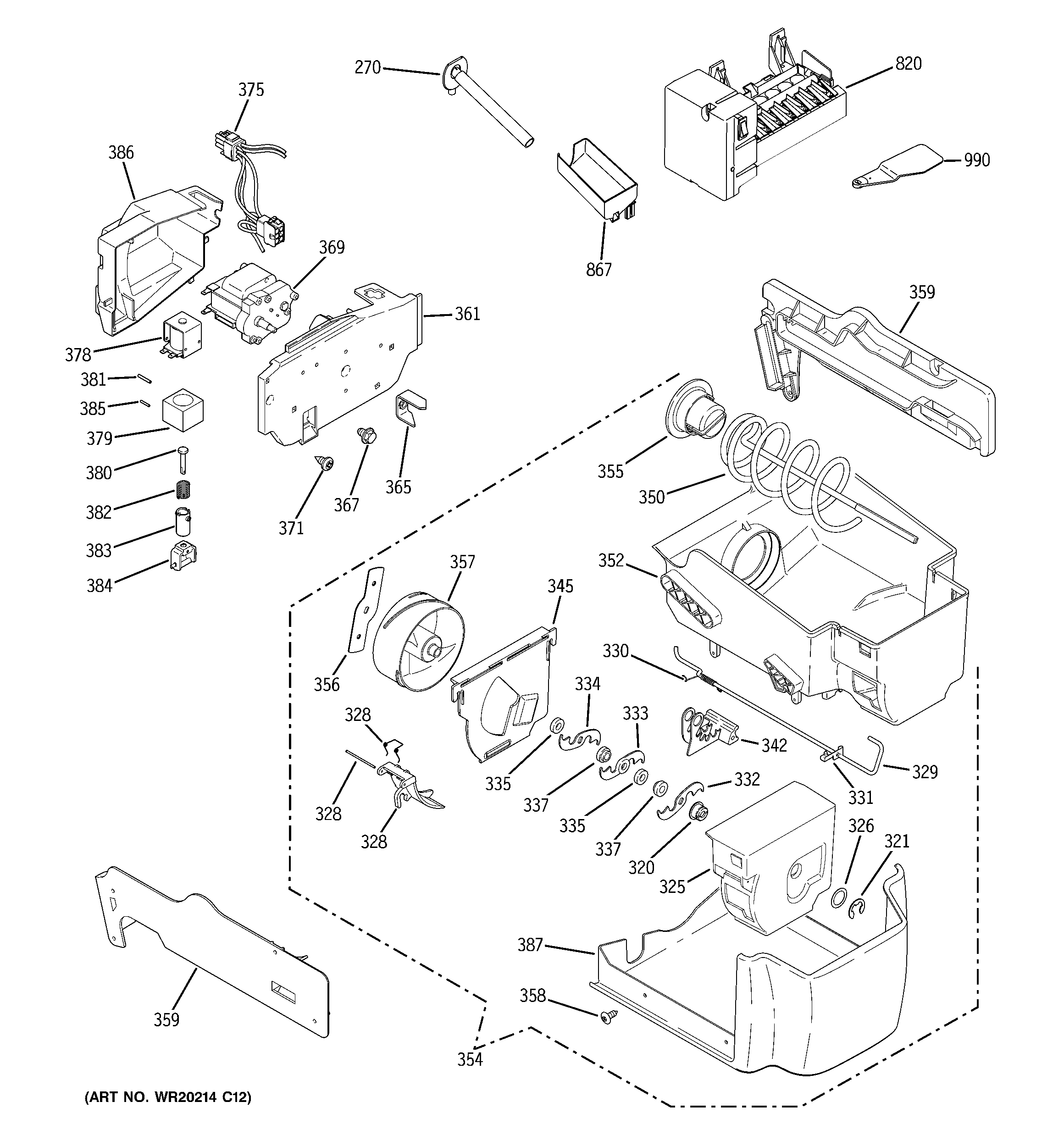 GE GSHL6PHXIELS ice maker & dispenser diagram