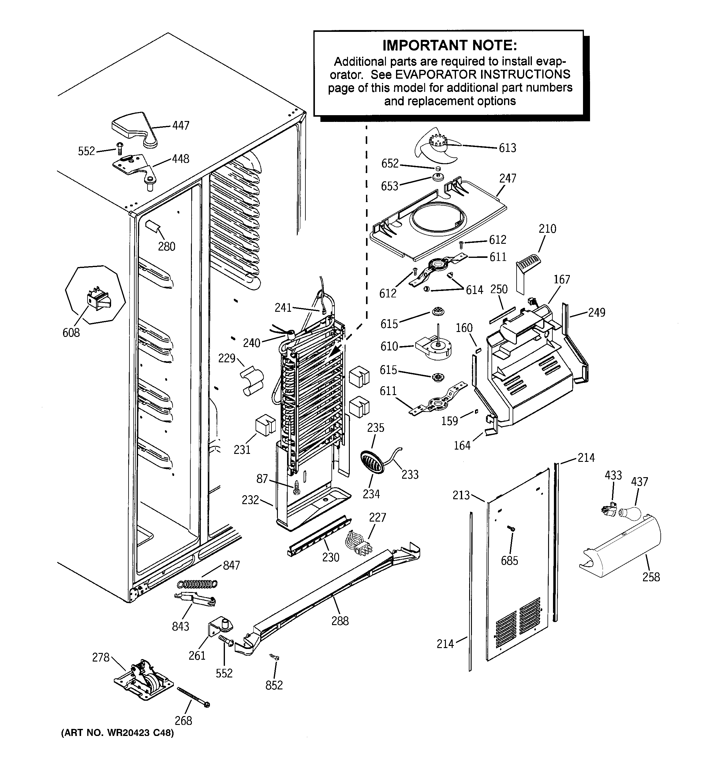 GE GSS25WSWJSS freezer section diagram
