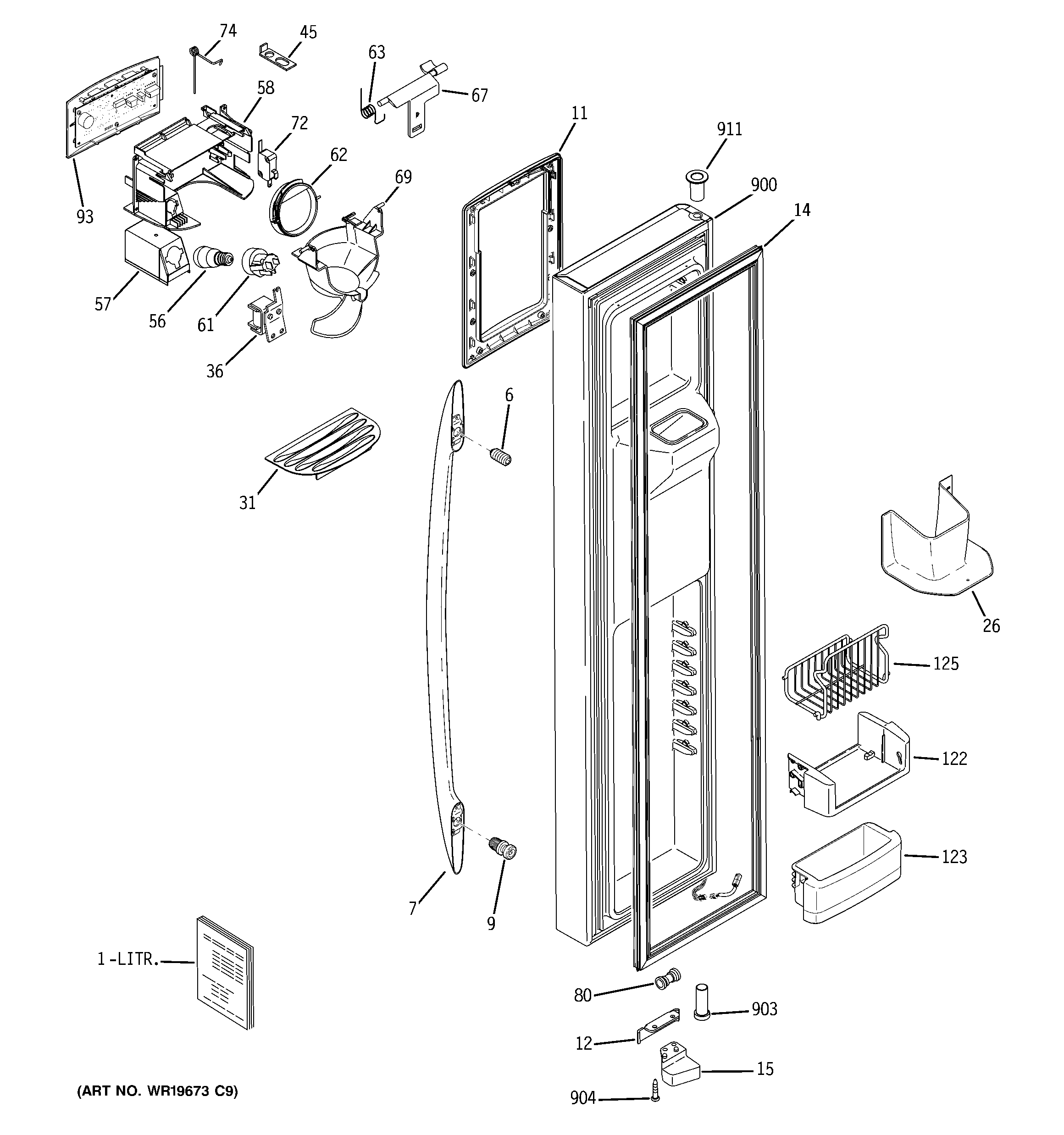 GE PSS26MSTASS freezer door diagram