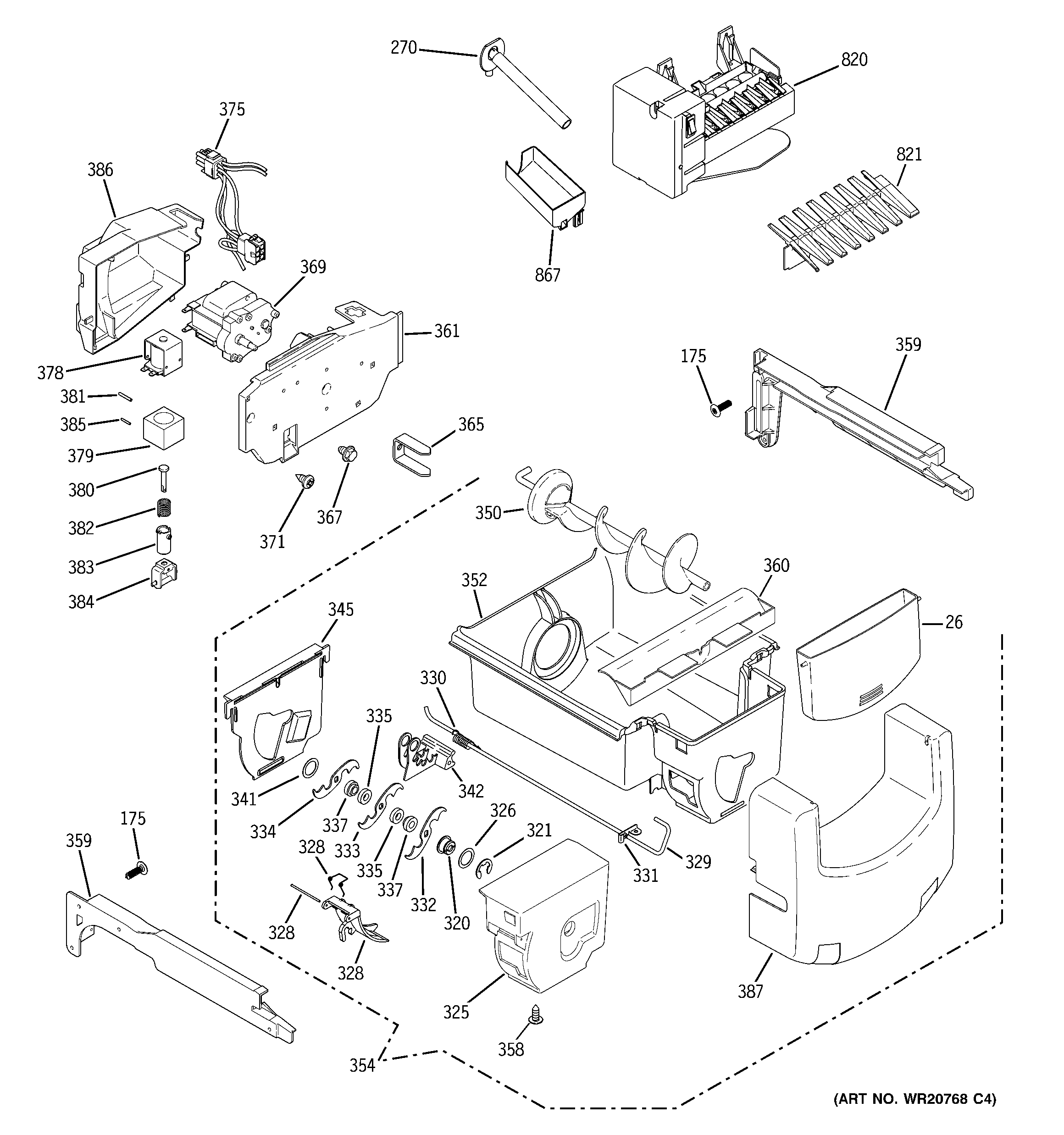 GE DSHF6VGBCCBB ice maker & dispenser diagram