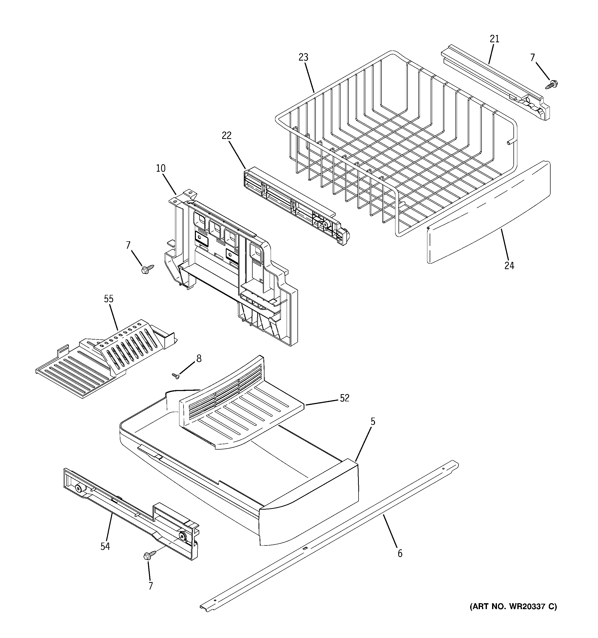 GE GDSS0KCXARSS freezer shelves diagram