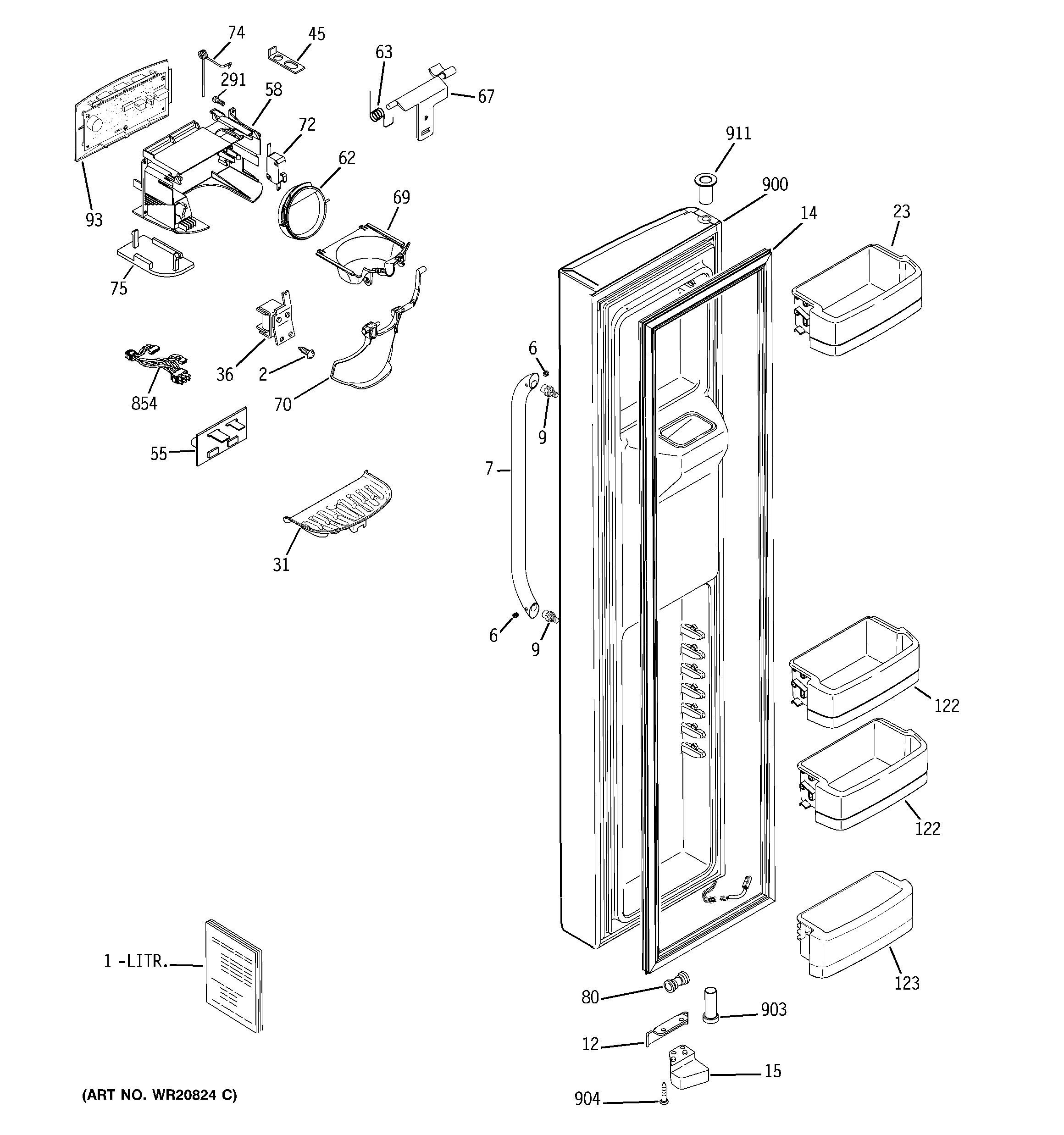GE GSHF6LGBCHBB freezer door diagram