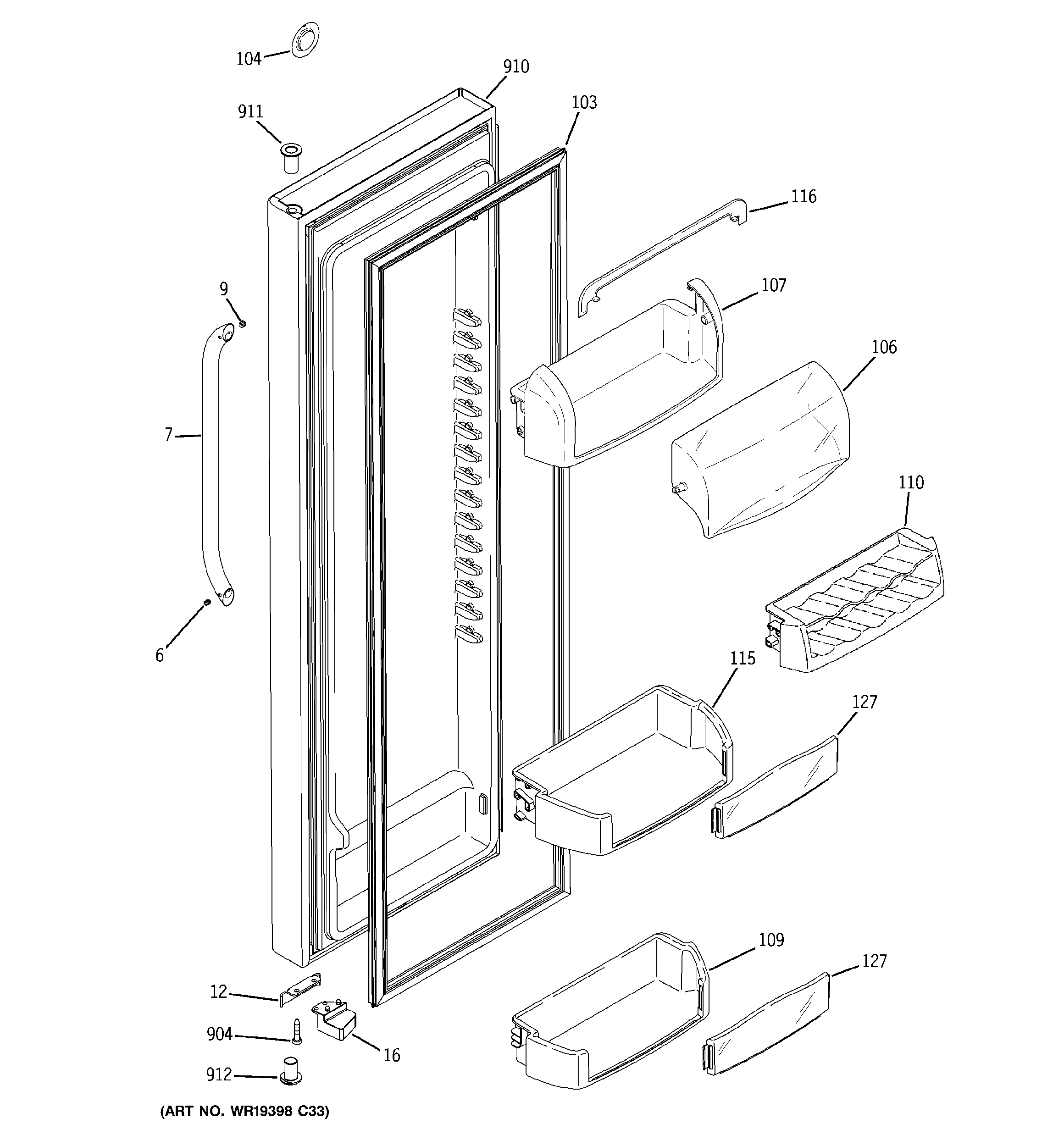 GE GSHS5KGXBCSS fresh food door diagram