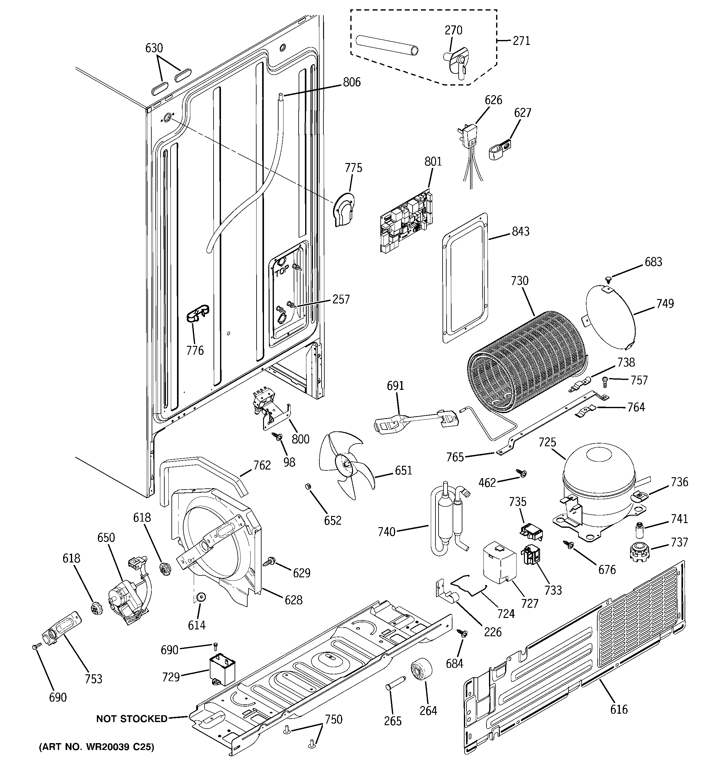 GE GSS25GFXPBB sealed system & mother board diagram