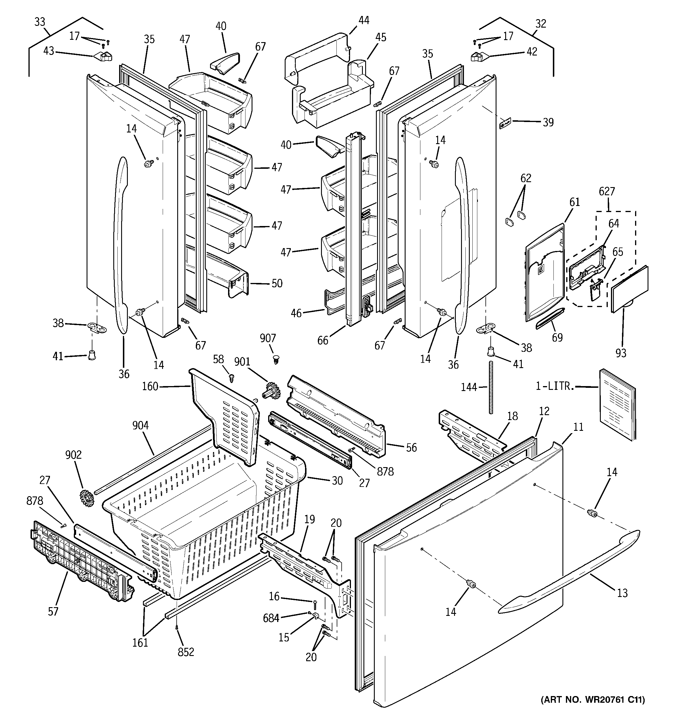 GE PFSA5NJZCDSS doors diagram