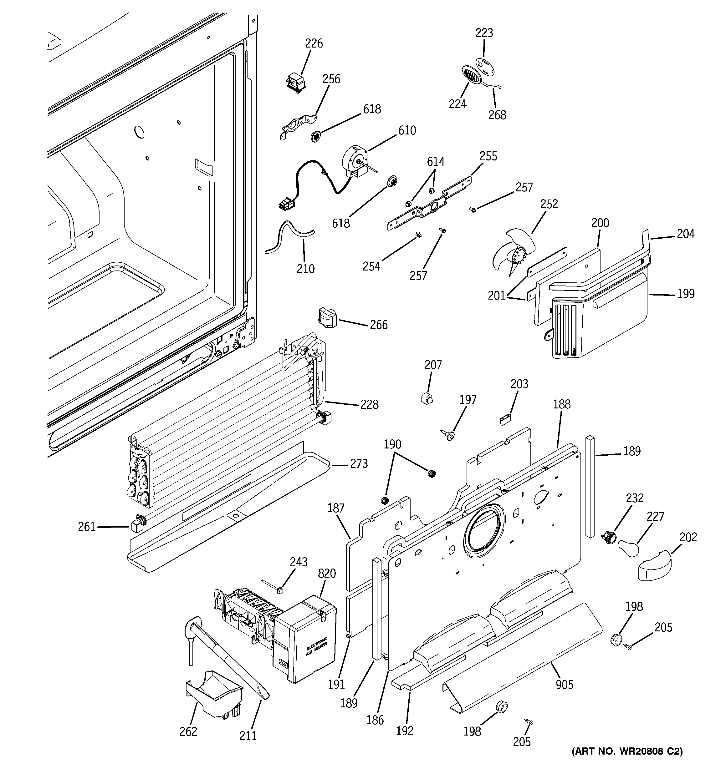 GE PFSA5NJZCDSS freezer section diagram