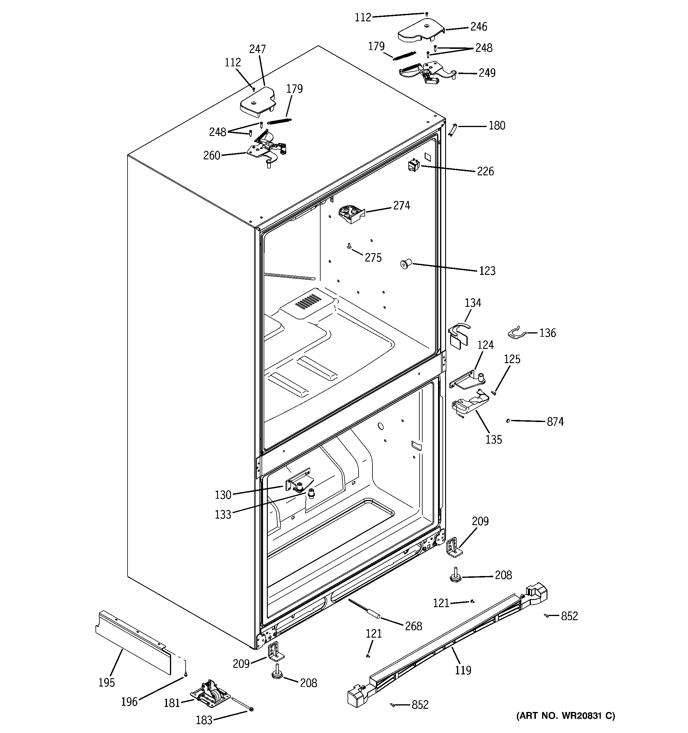 GE PFSA5NJZCDSS case parts diagram