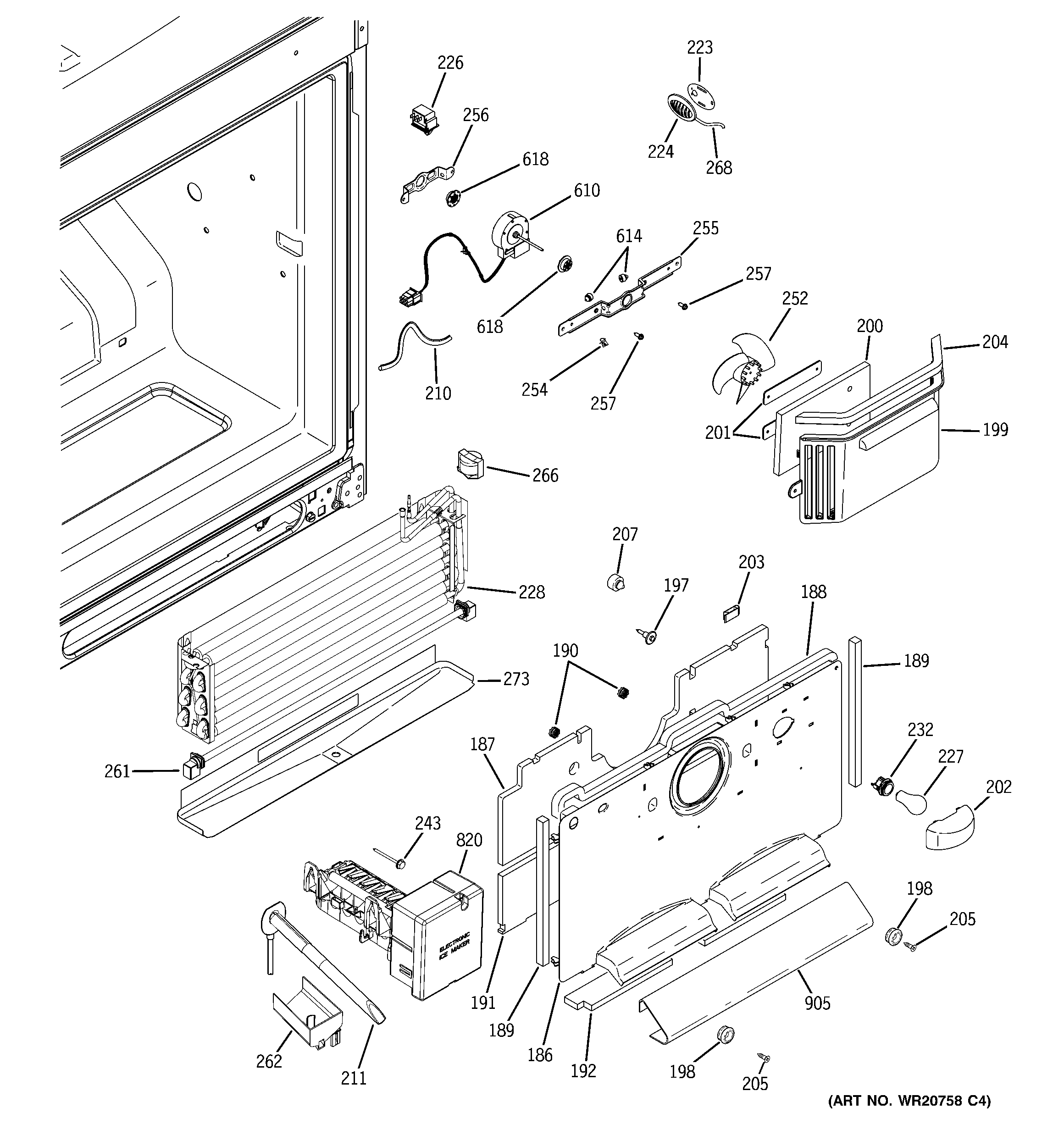 GE PFSF5NFZCBB freezer section diagram