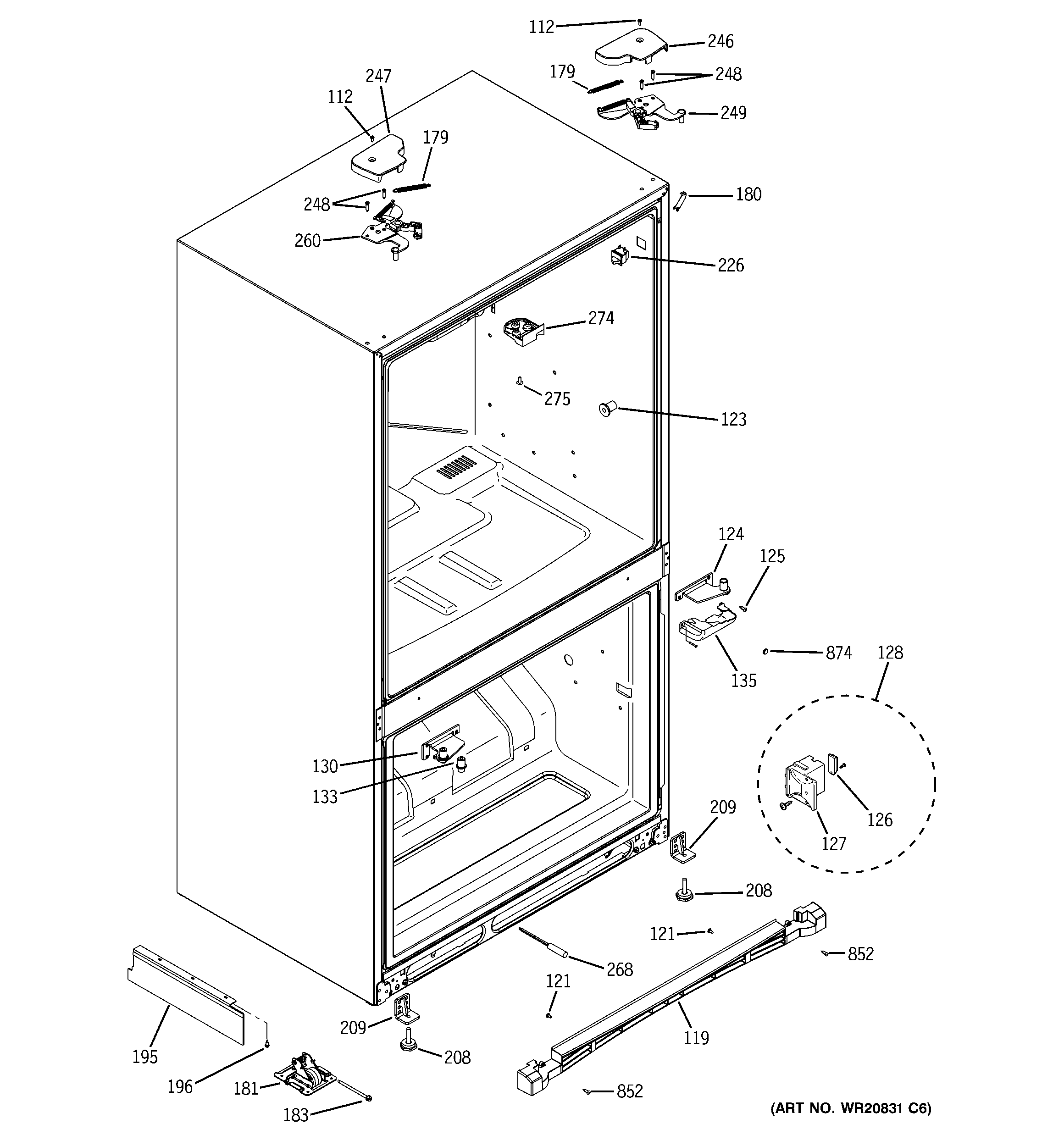 GE PFSF5NFZCBB case parts diagram