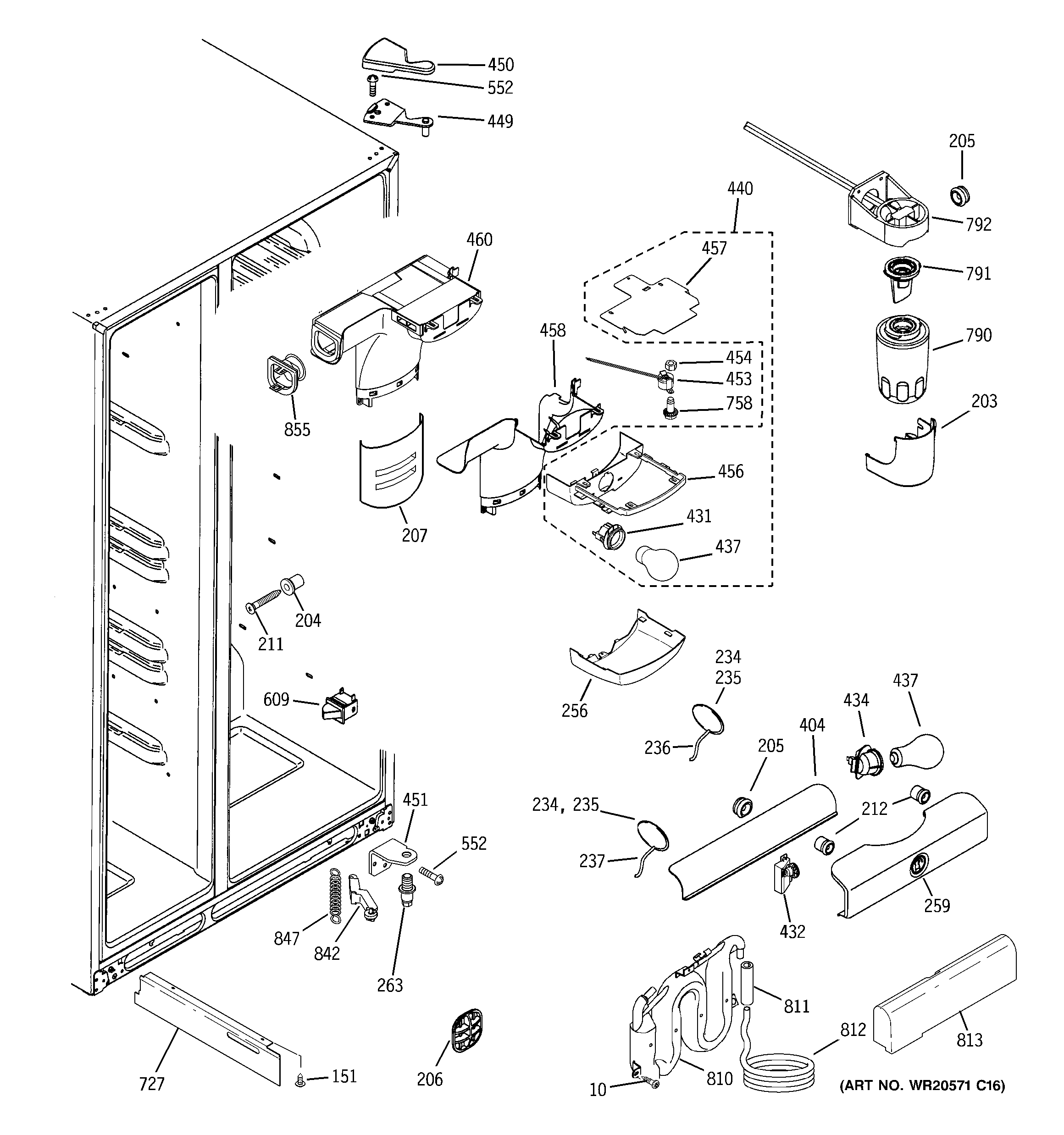 GE GSS25QSWLSS fresh food section diagram