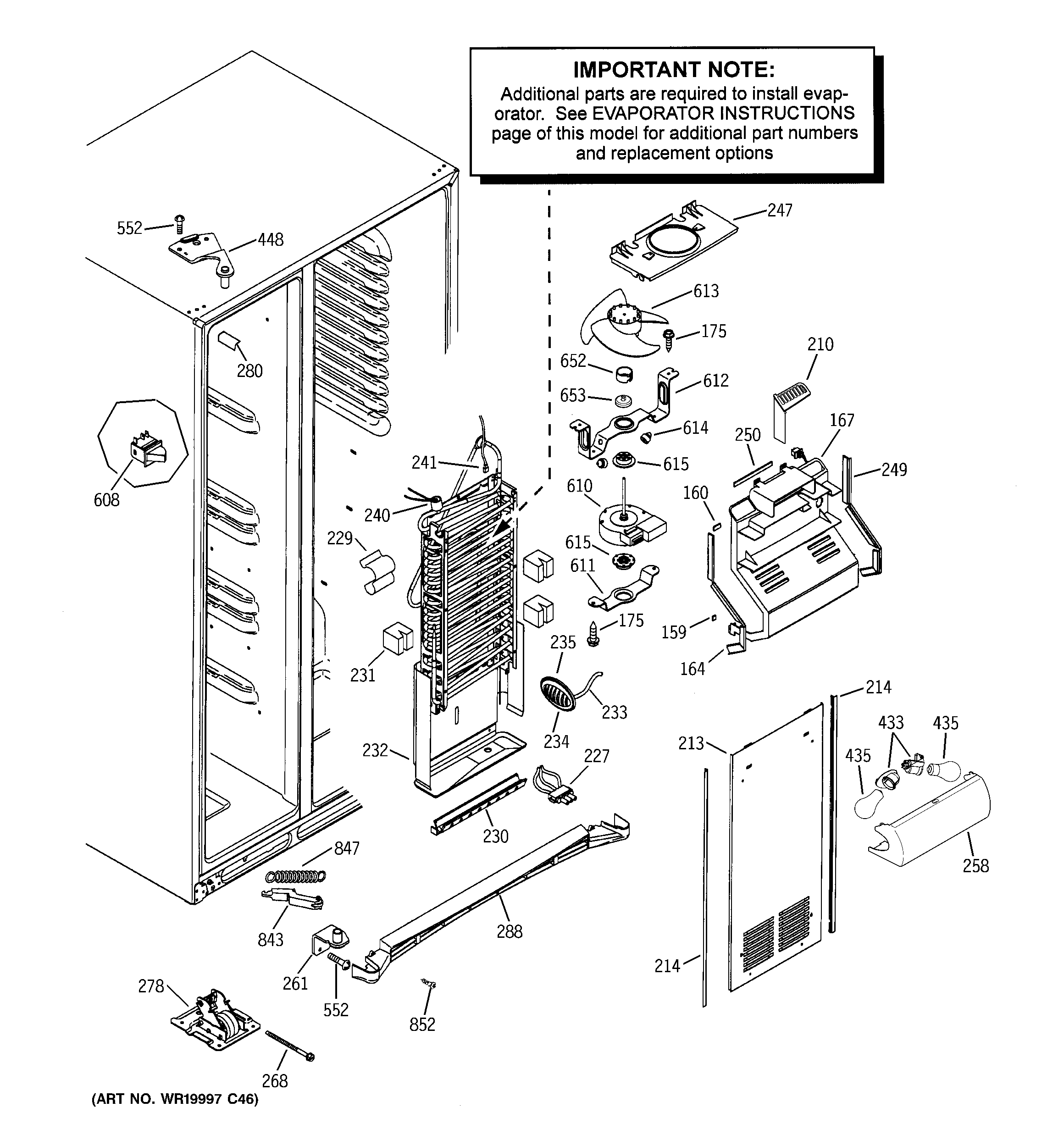 GE PSK25VGXICCC freezer section diagram
