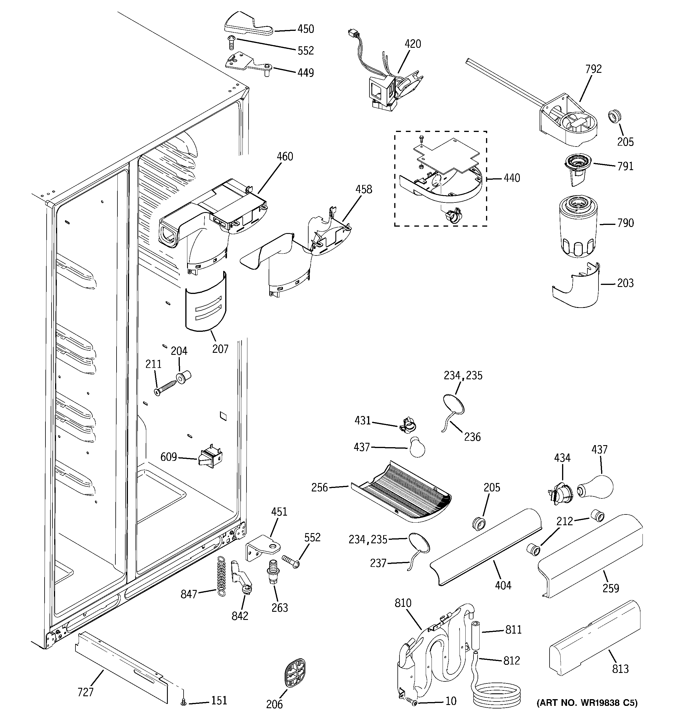 GE GSS23QSTMSS fresh food section diagram