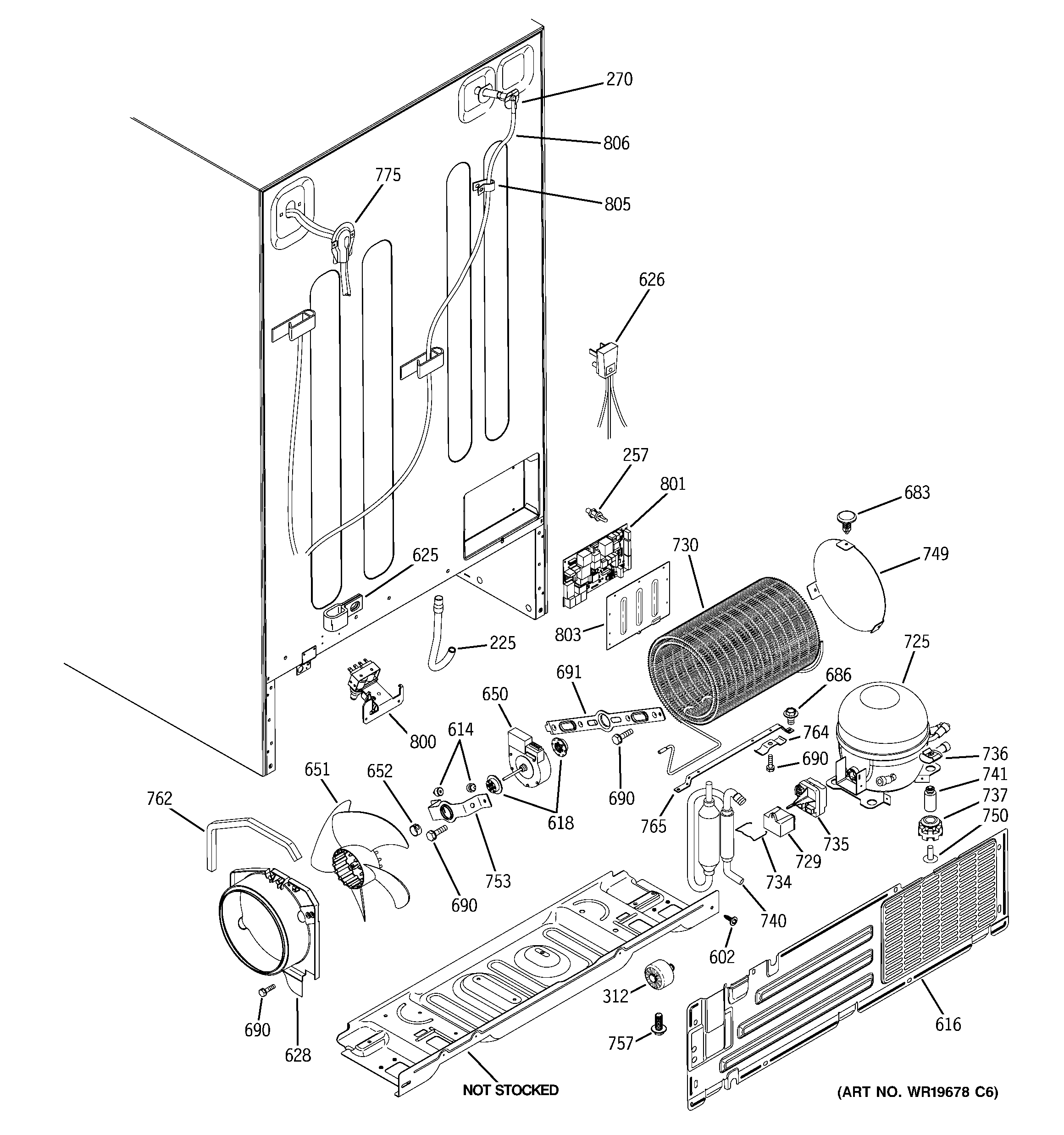 GE GSS23QSTMSS sealed system & mother board diagram