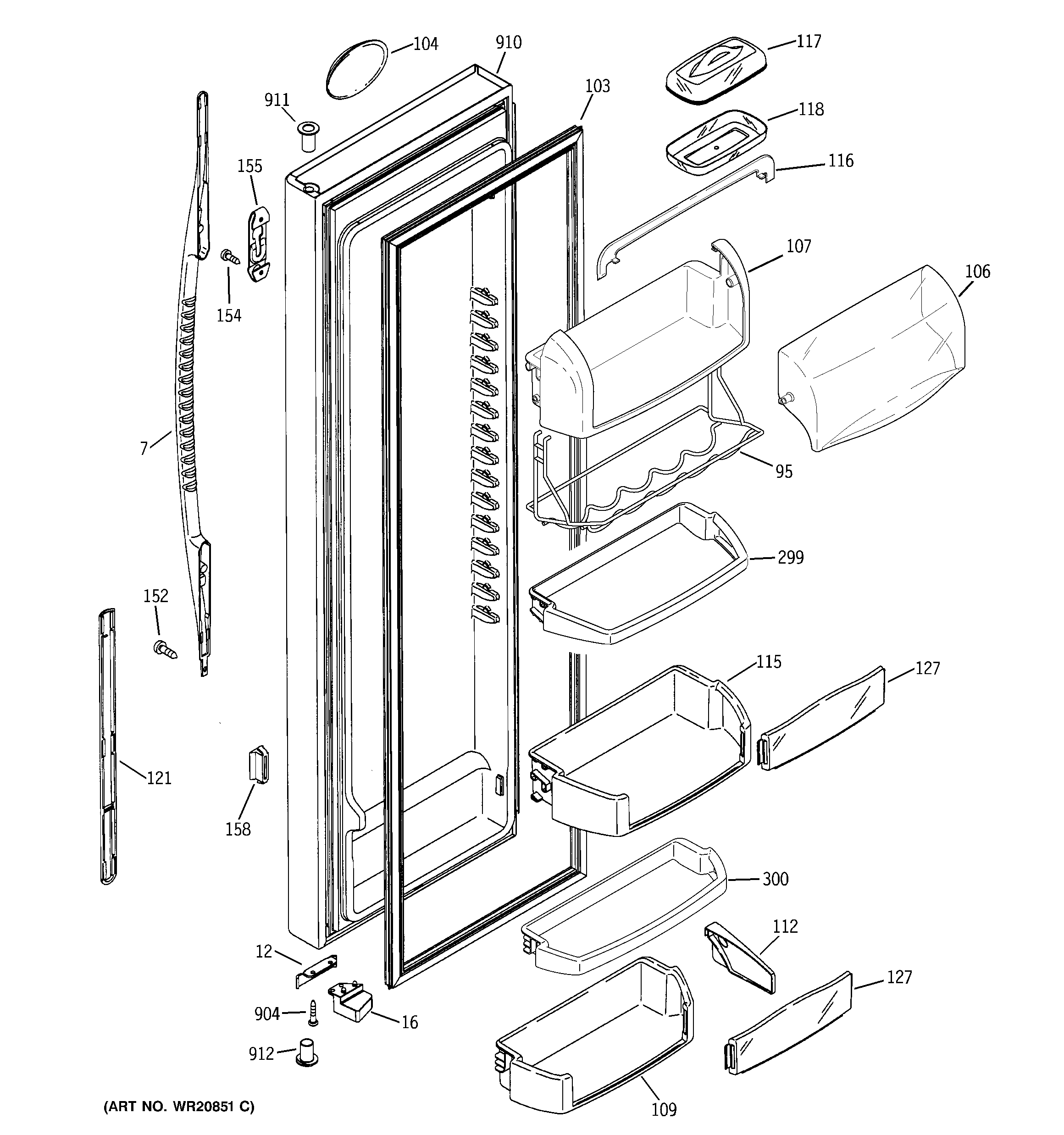 GE PCG23NGMHFWW fresh food door diagram