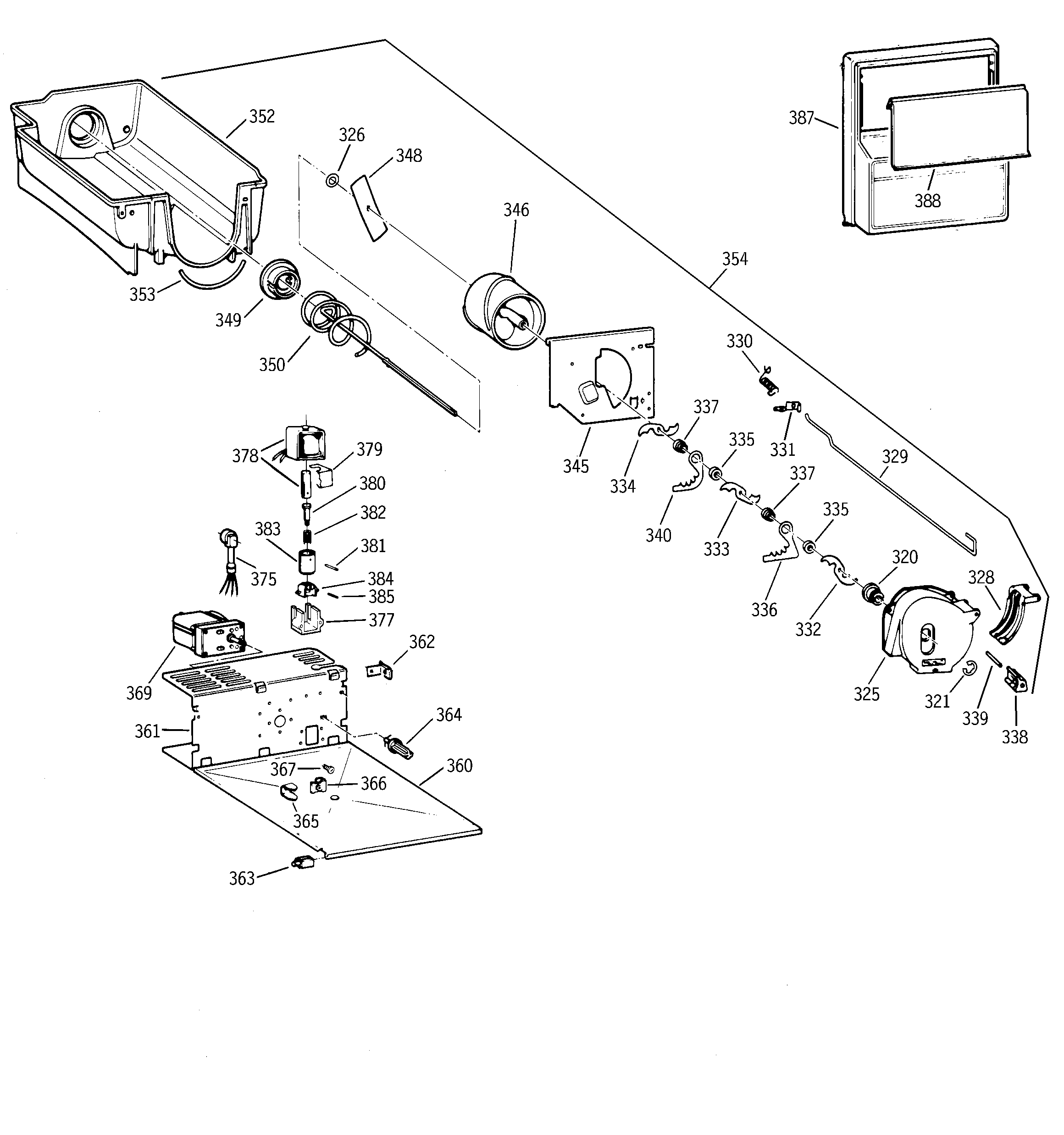 GE TFM20JRBEAA ice bucket diagram