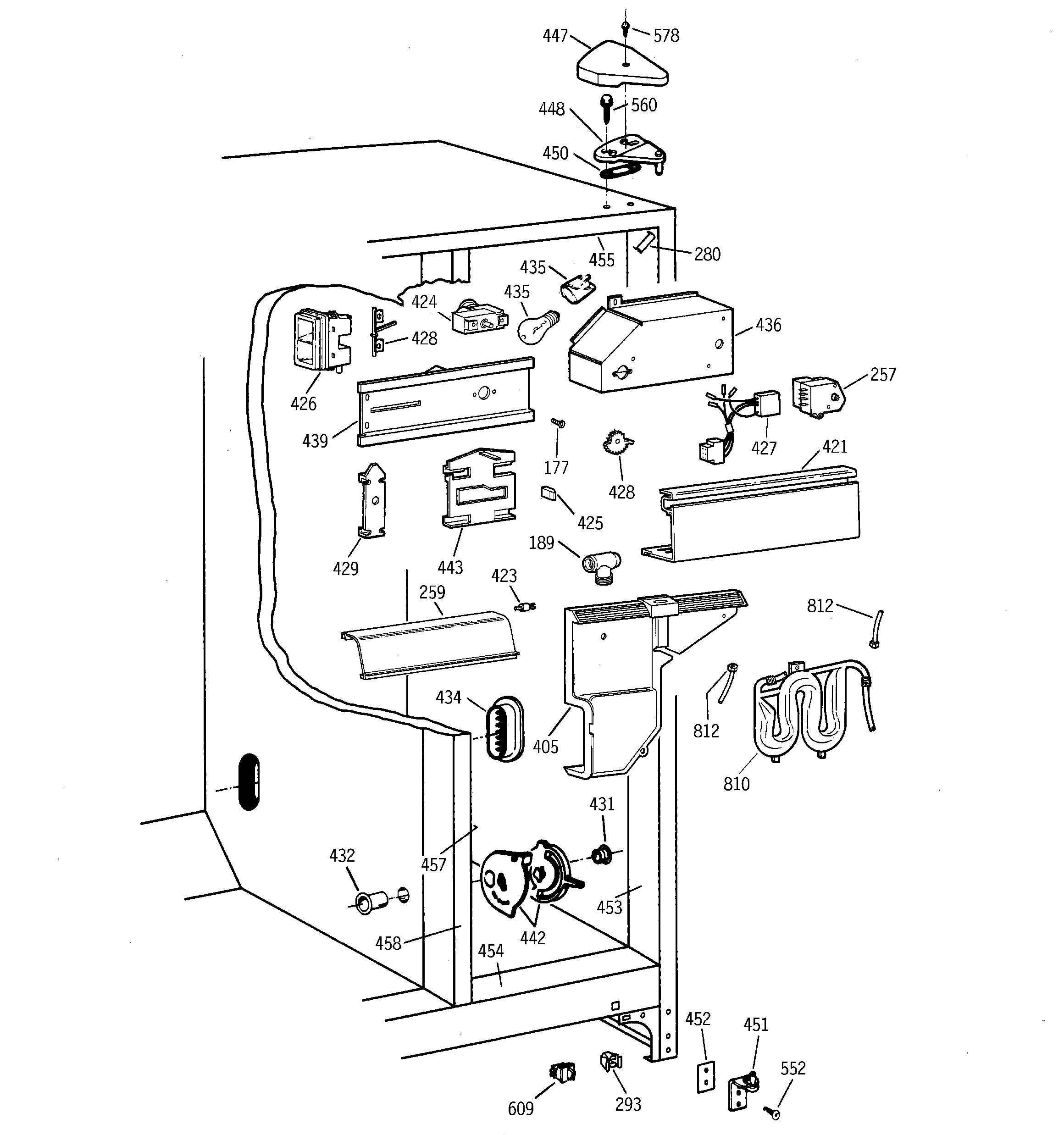 GE TFM22PRBEWW fresh food section diagram