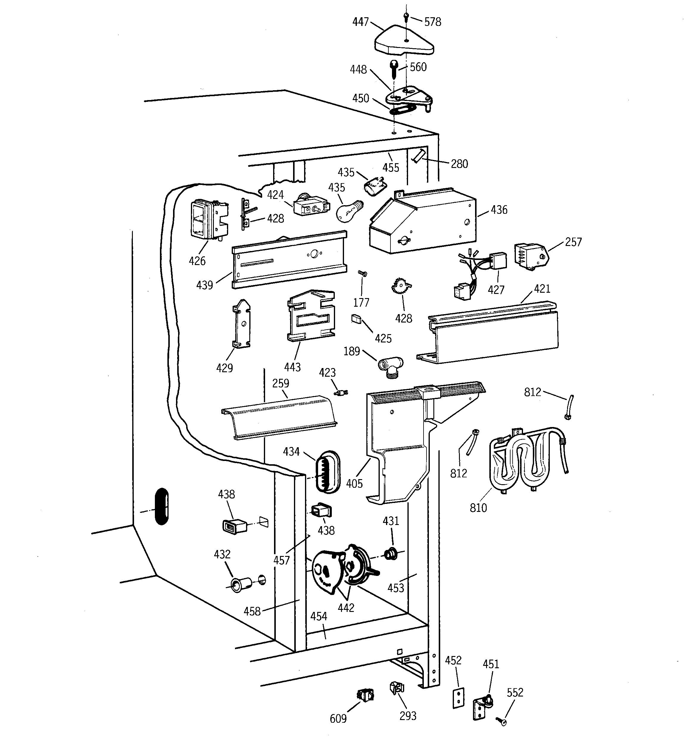 GE TFM25PRBEAA fresh food section diagram