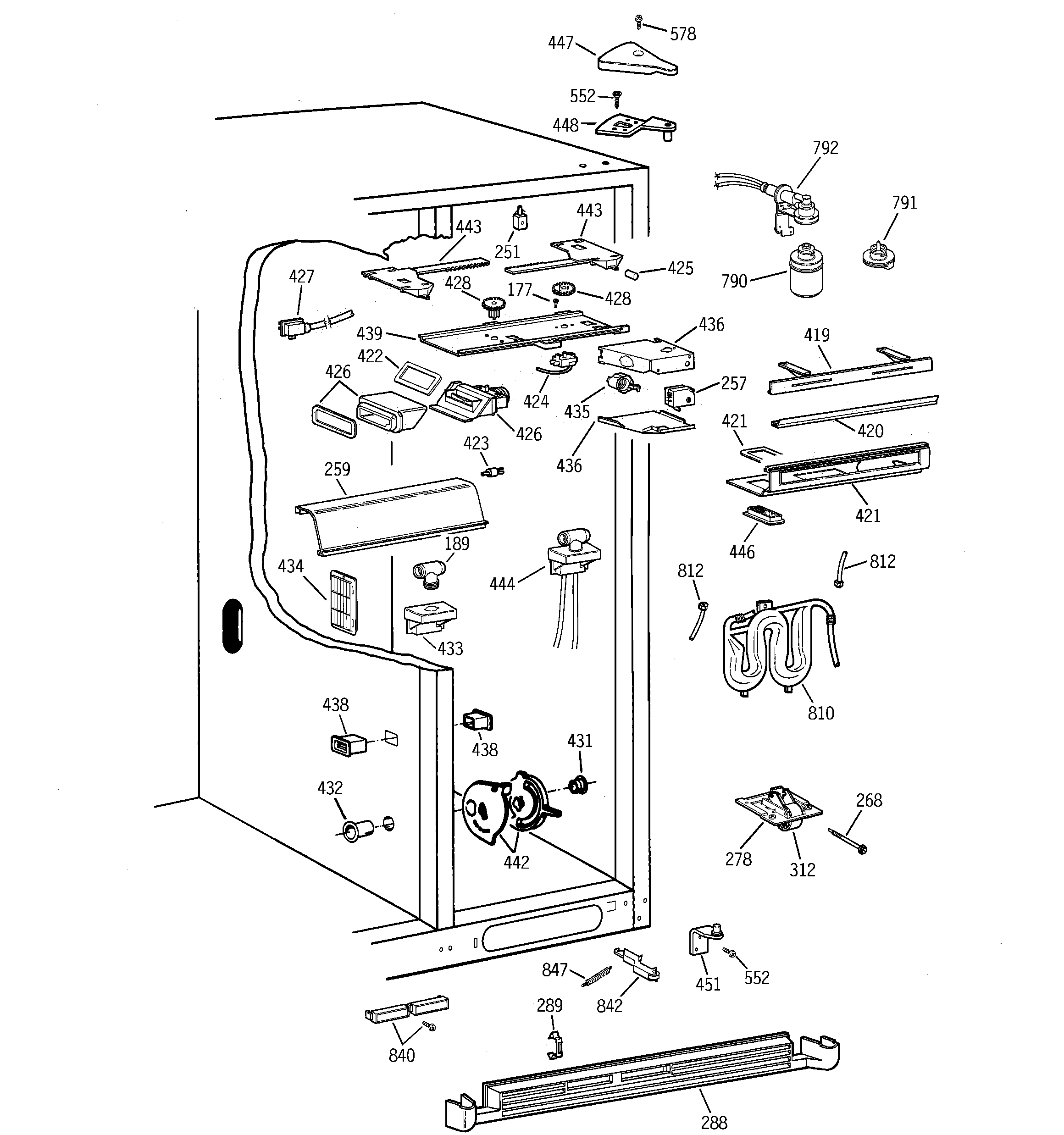GE TFM30PBBEWW fresh food section diagram