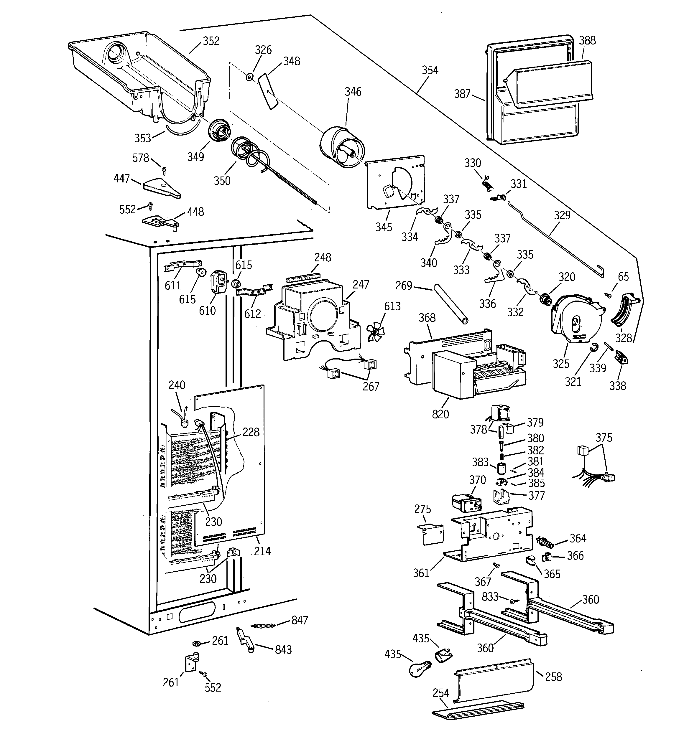 GE TFG28PFCCBS freezer section diagram