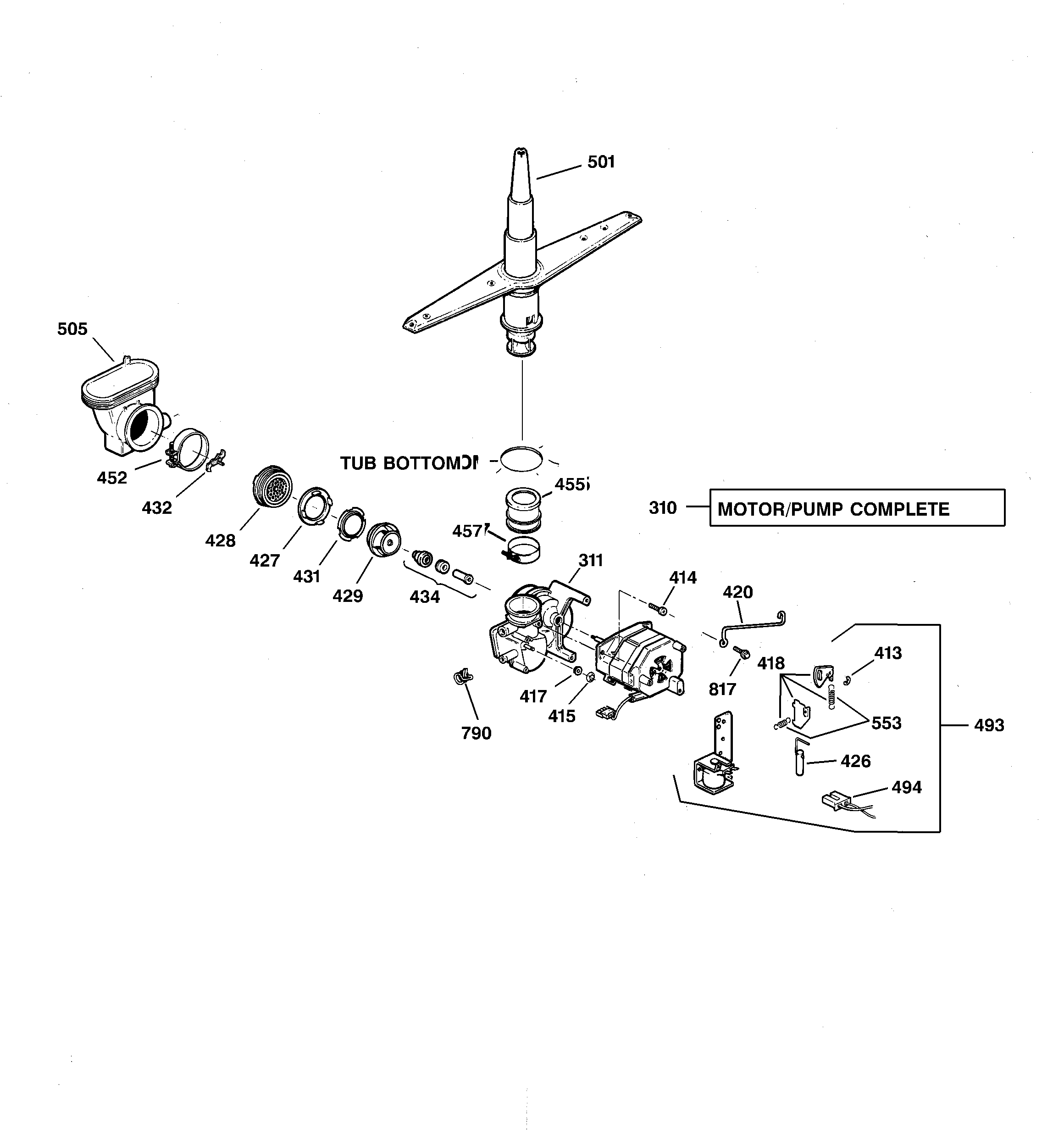 GE GSD3715D00AA motor-pump mechanism diagram