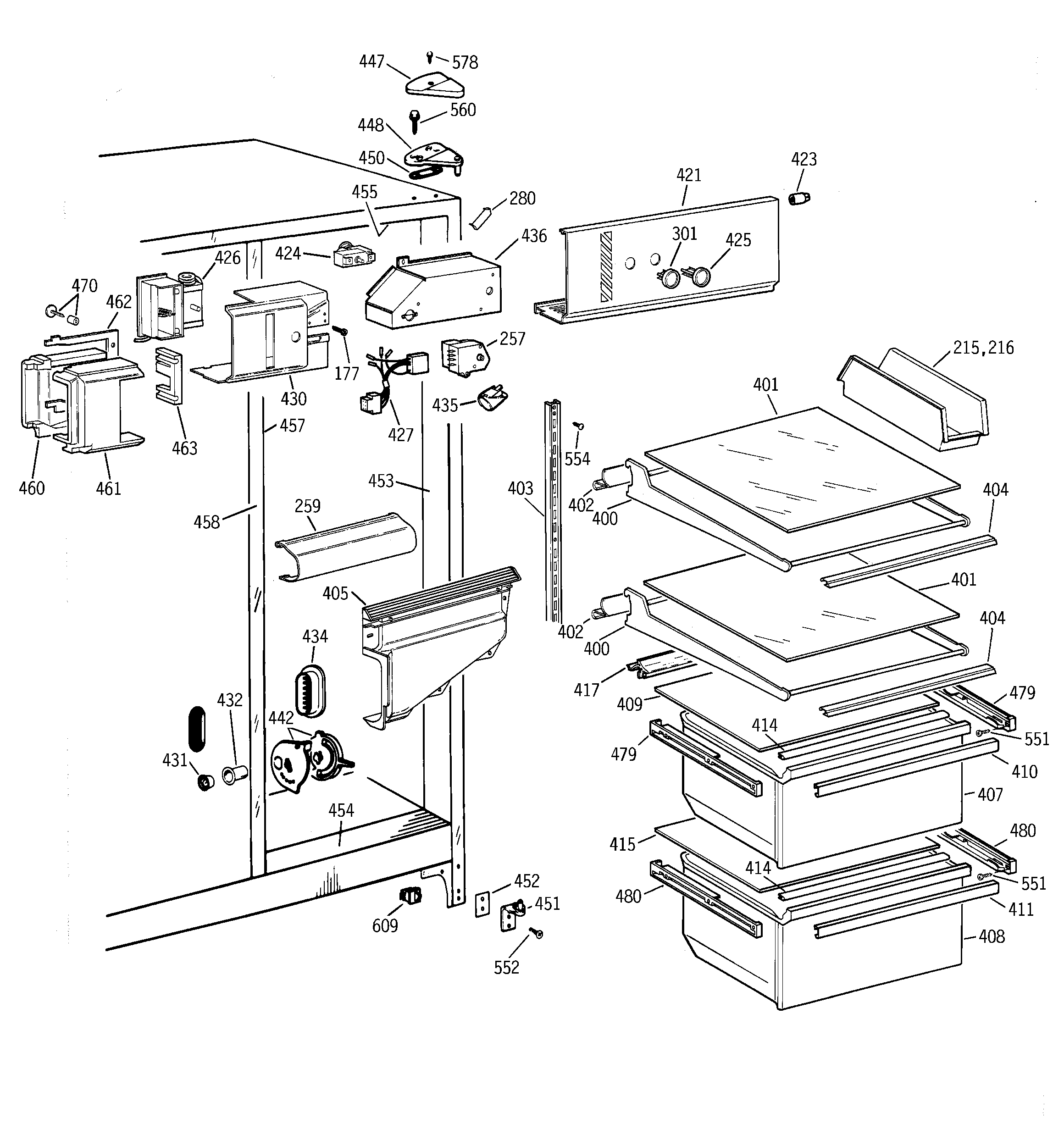GE TFG20JABCWW fresh food section diagram