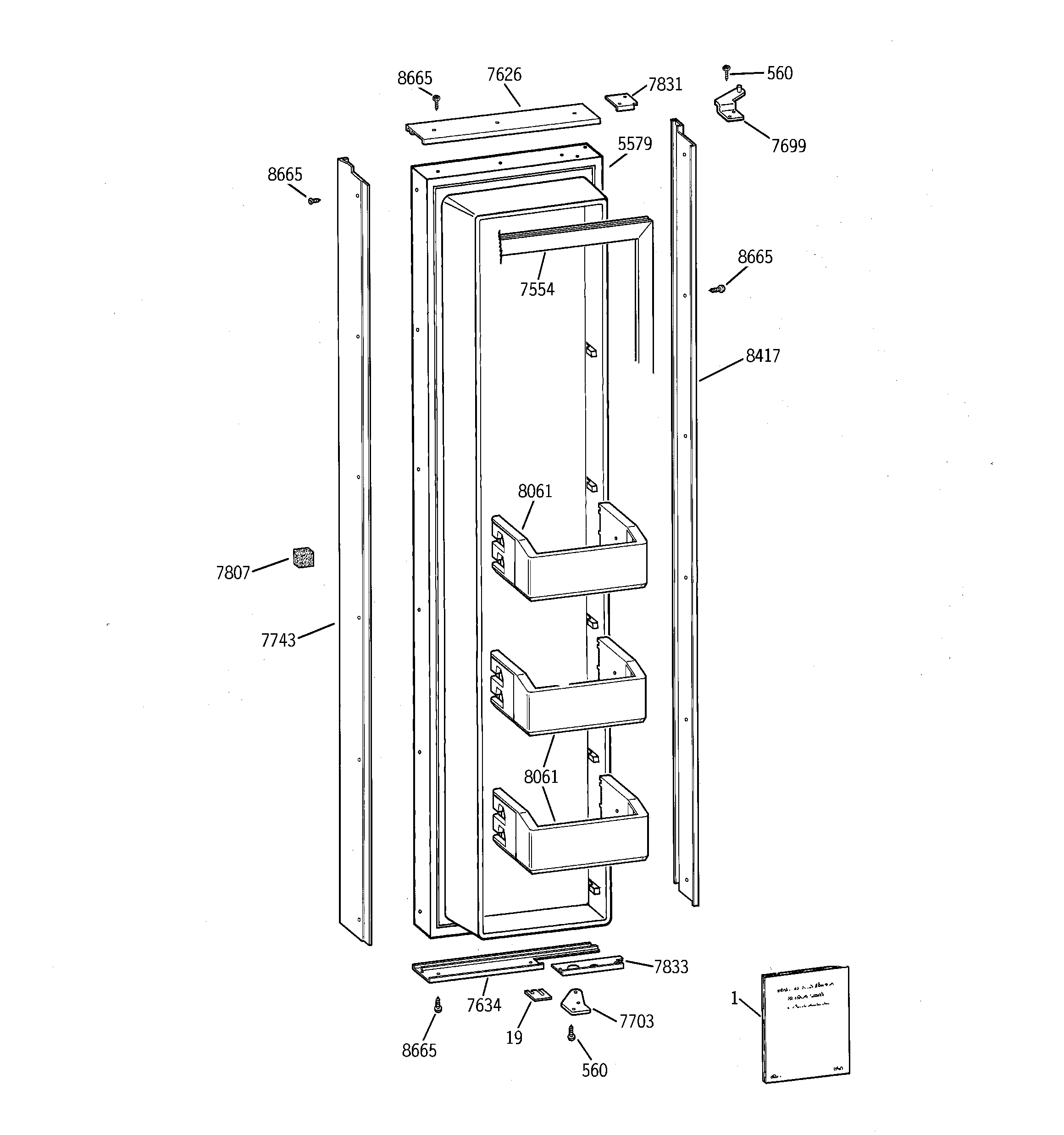 GE ZIS36NCA freezer door diagram