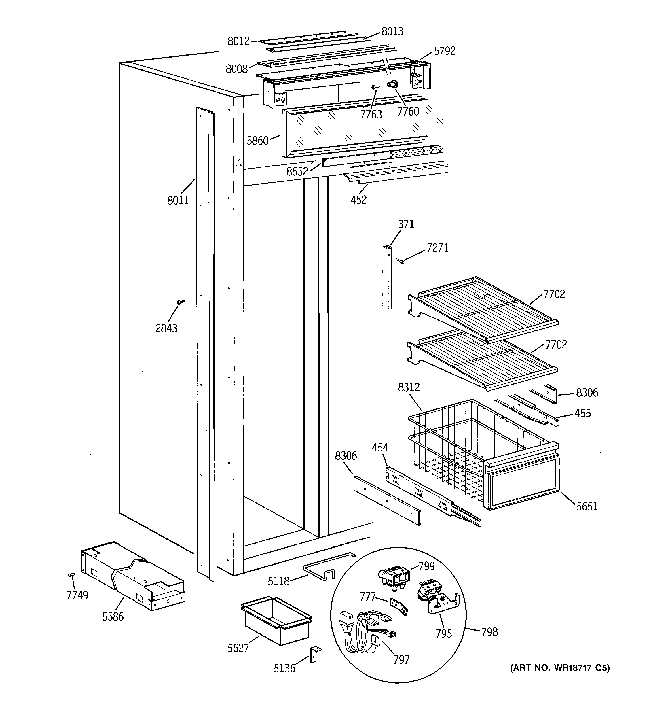 GE ZISB42DCA freezer section diagram