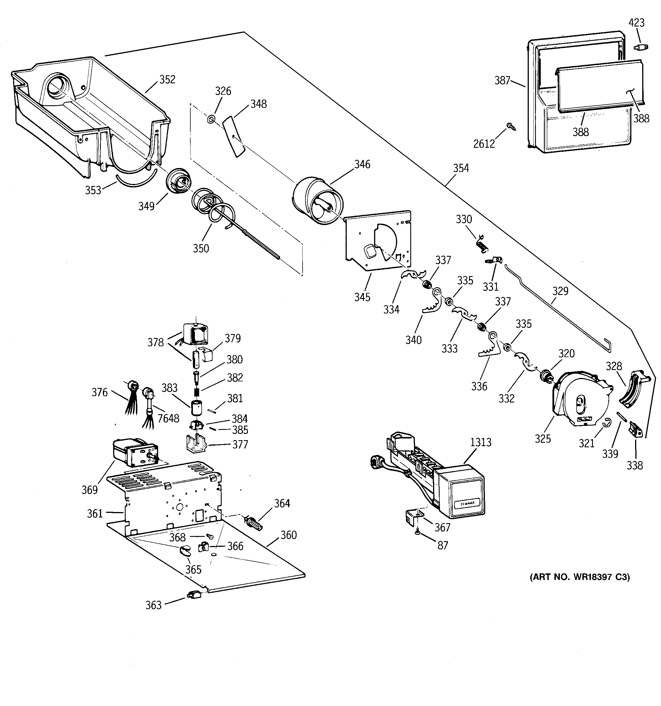 GE ZISB42DCA ice bucket assembly diagram