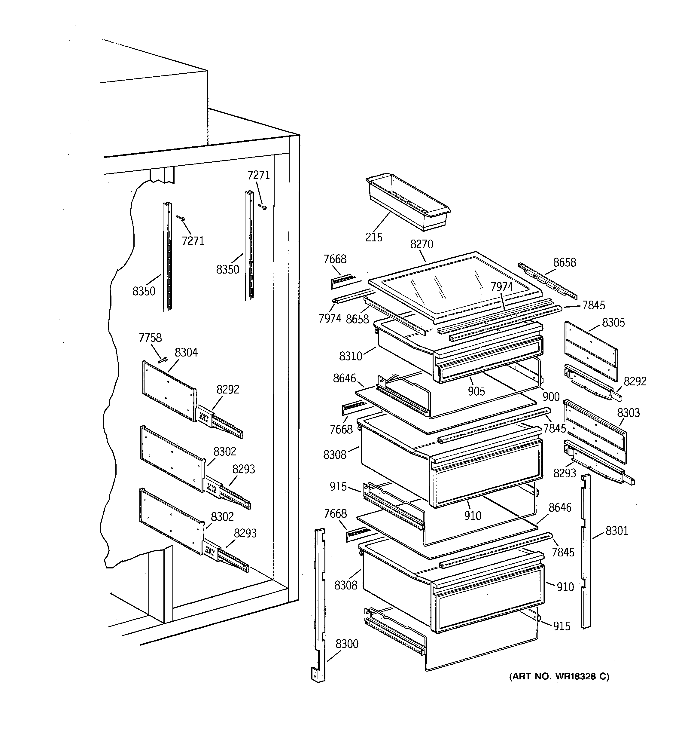 GE ZISB42DCA fresh food section diagram