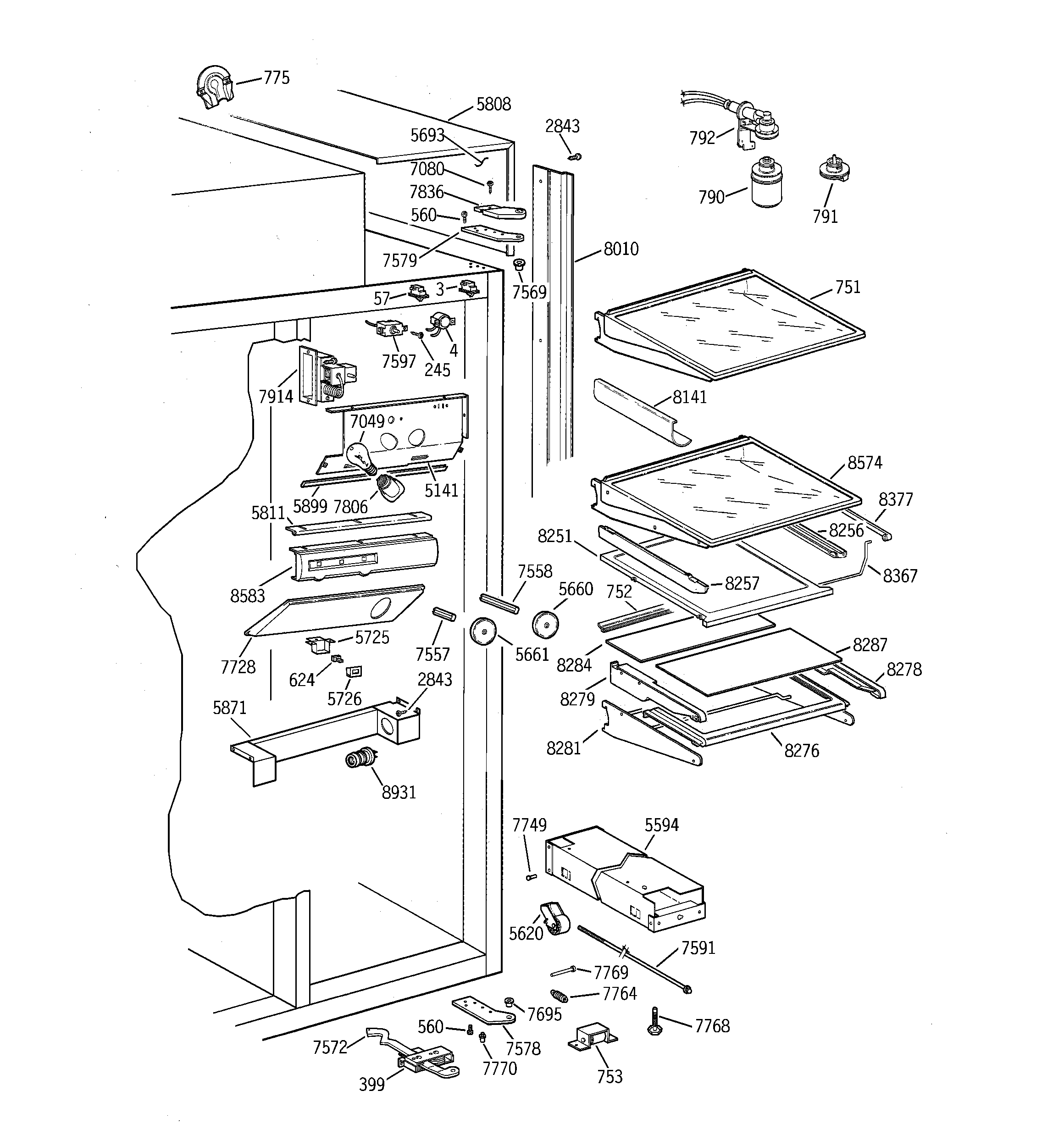 GE ZIS42NCA fresh food section diagram