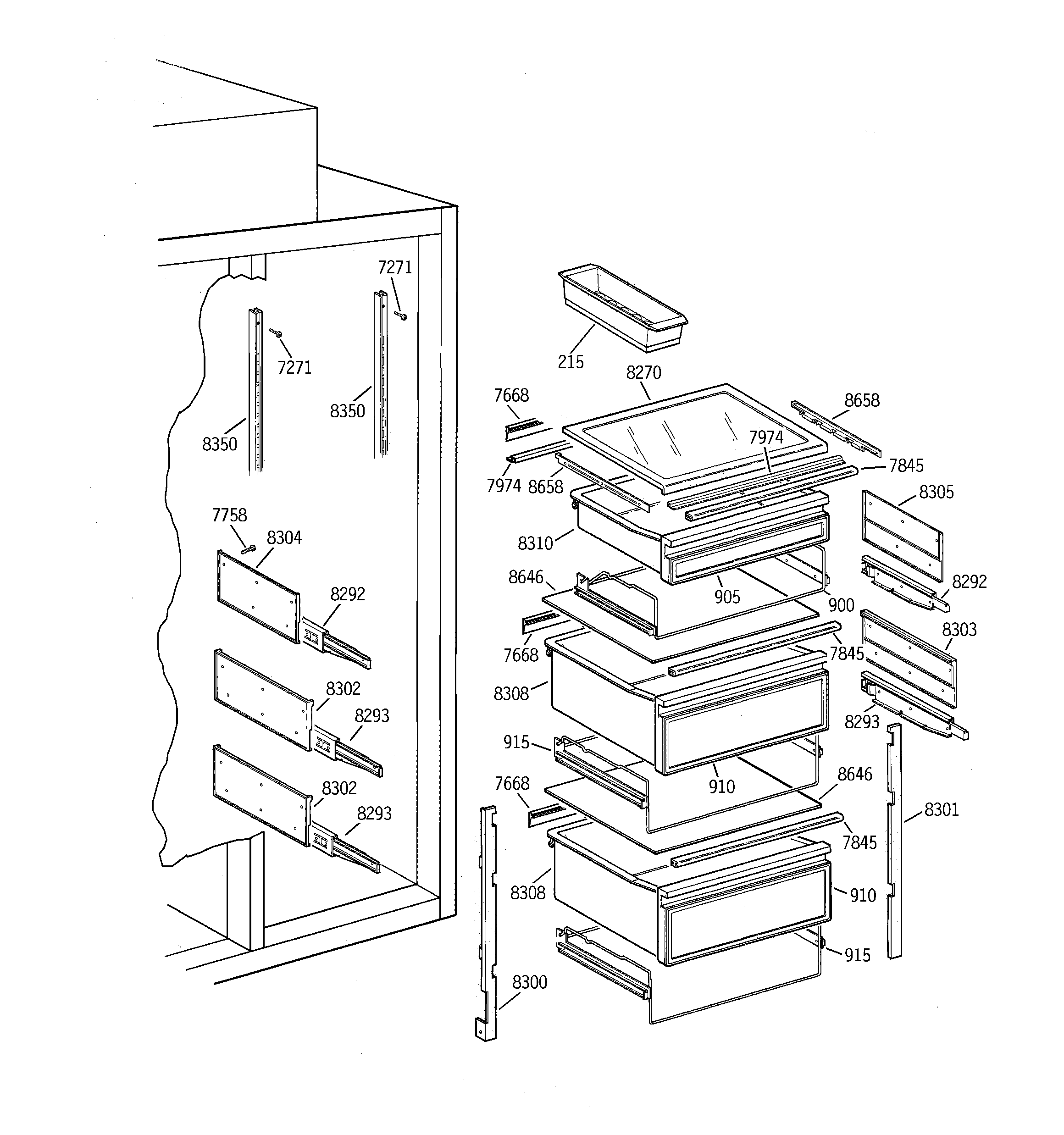 GE ZIS42NCA fresh food section diagram