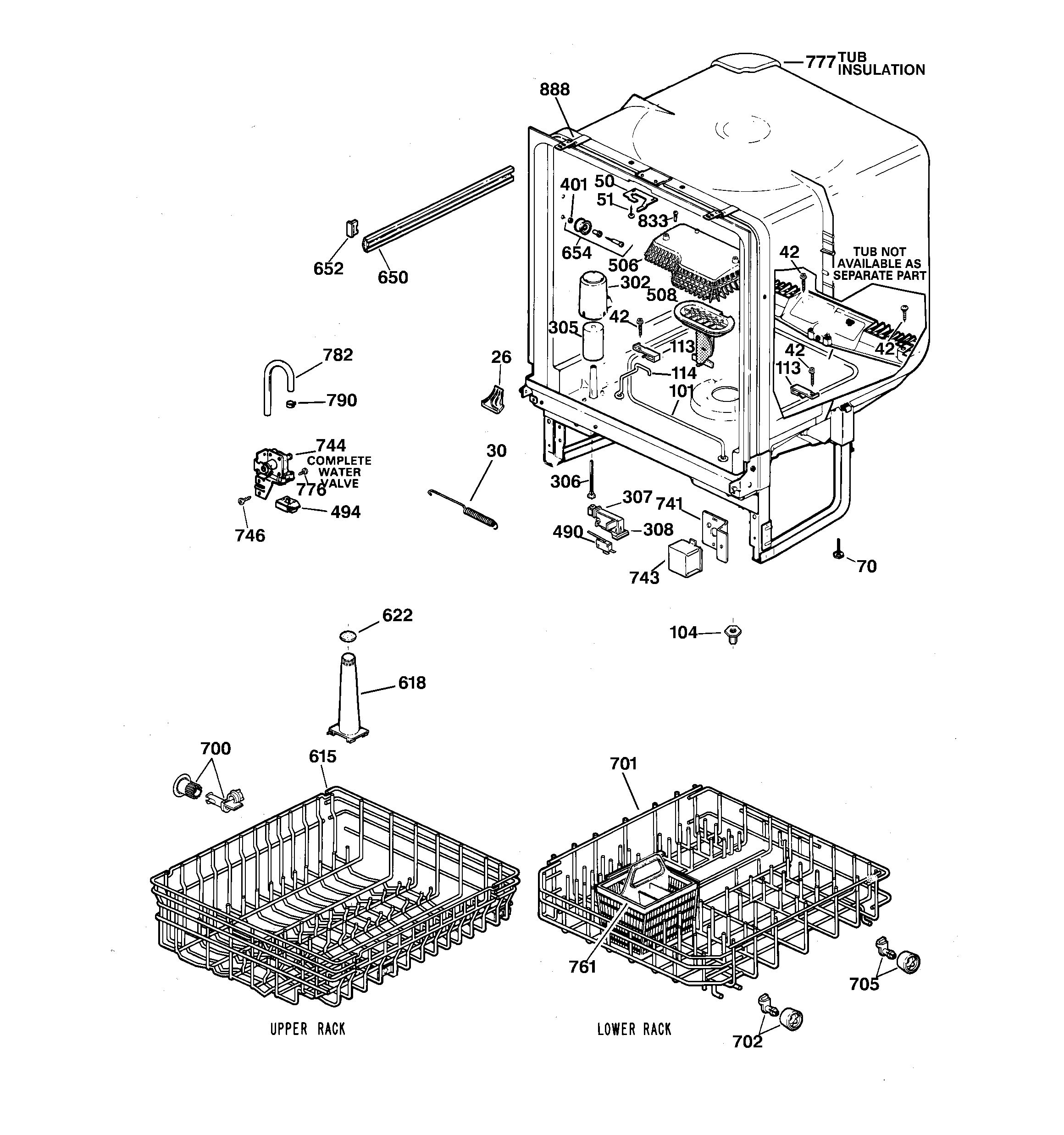 GE GSD3610ZZ2AA body parts diagram