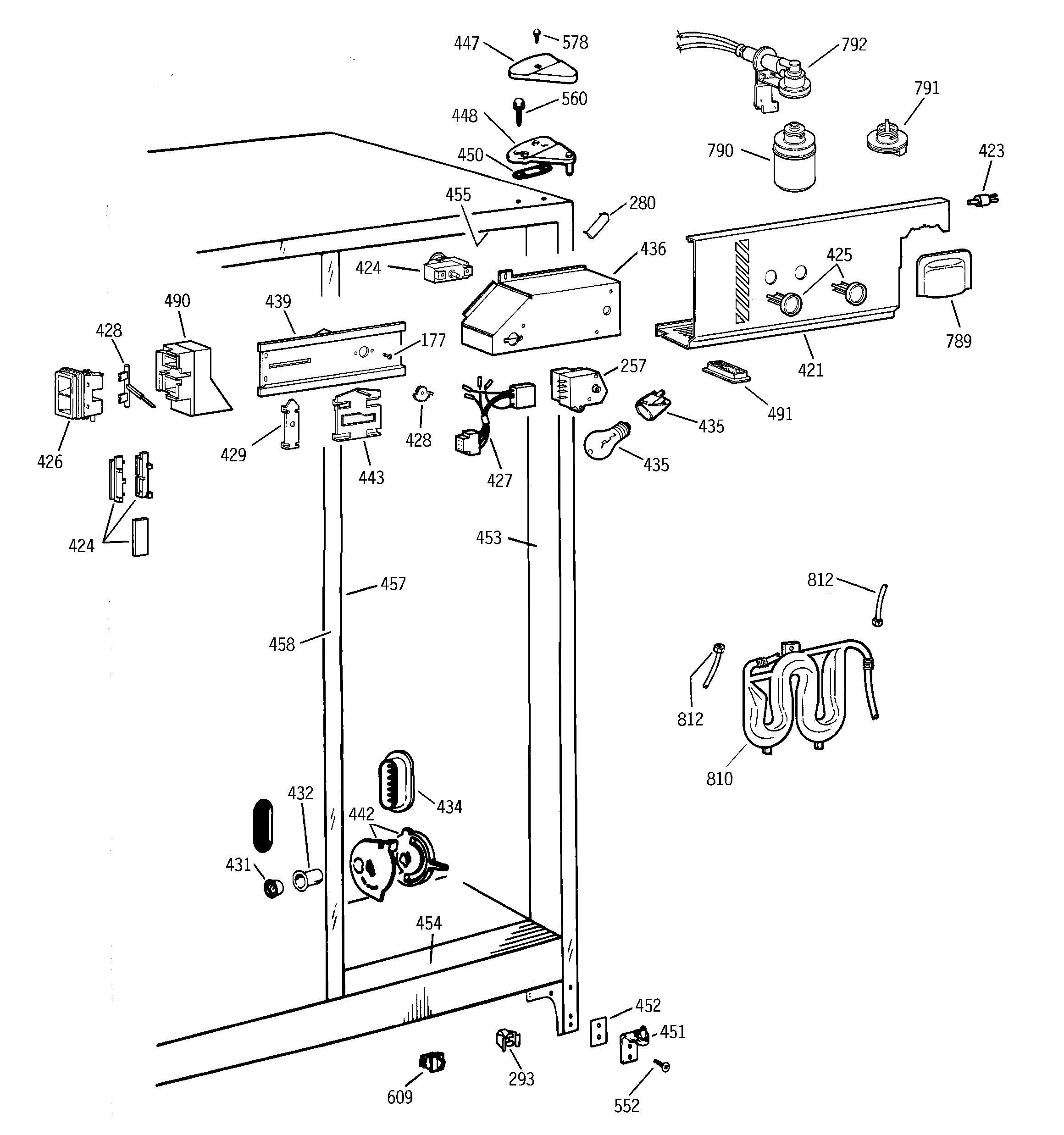 GE TFX26APDAWW fresh food section diagram