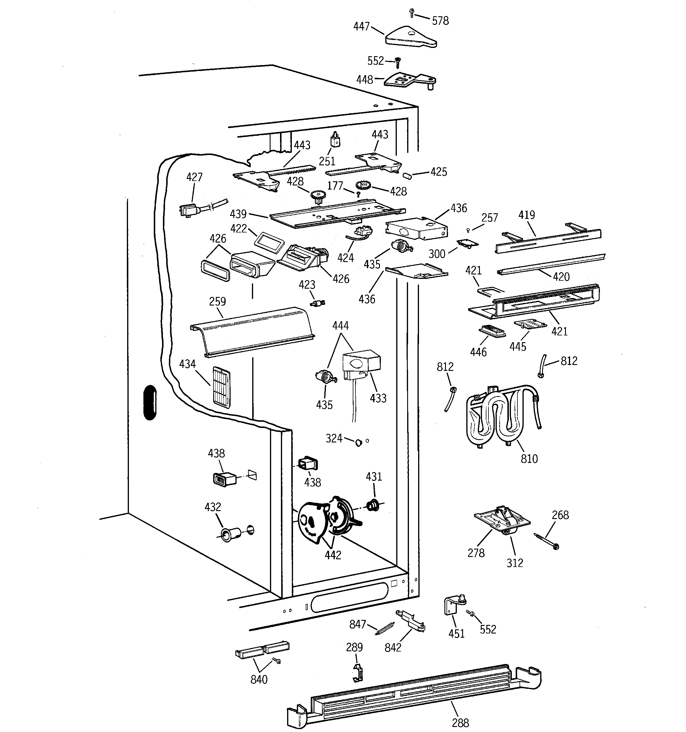 GE TFG30PFCEBB fresh food section diagram