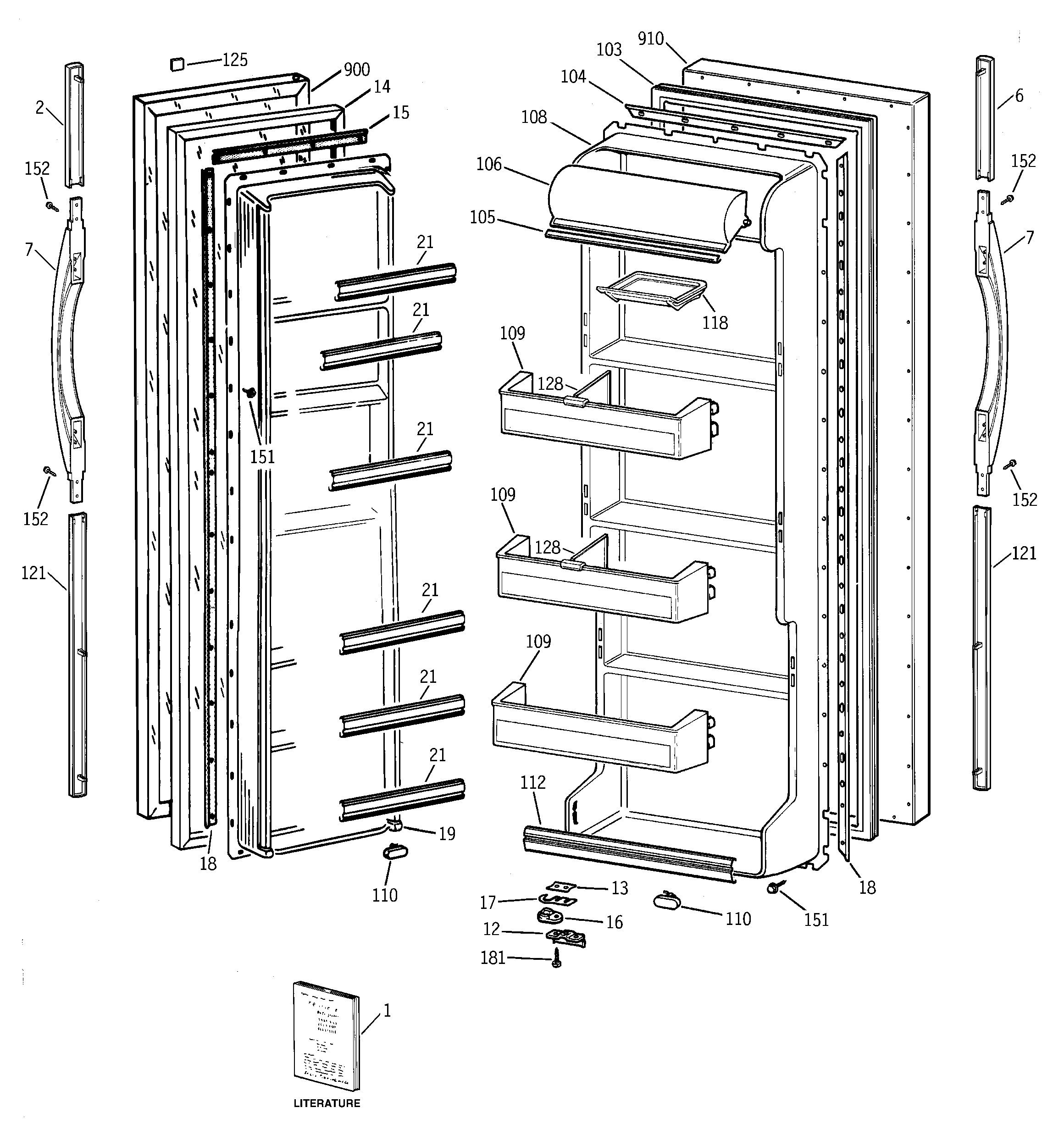 GE TFJ20JADAWW doors diagram