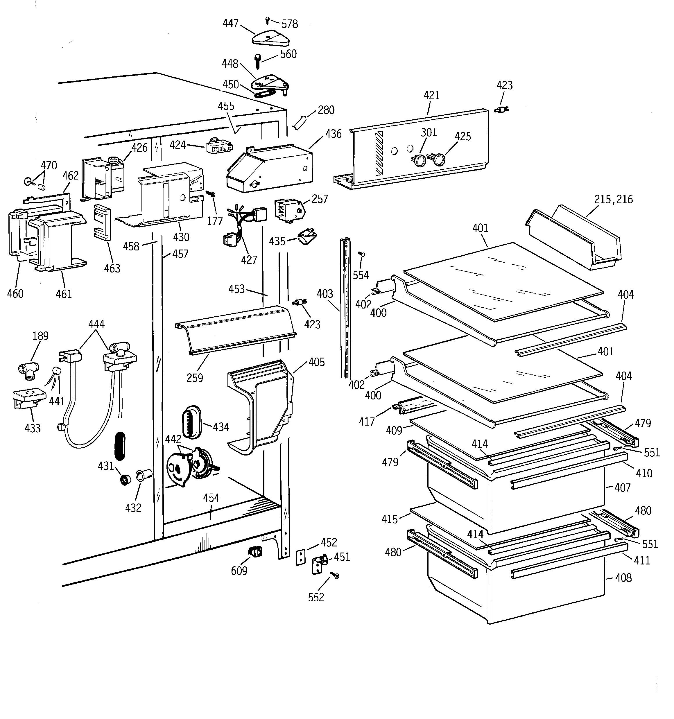 GE TFJ20JADAWW fresh food section diagram