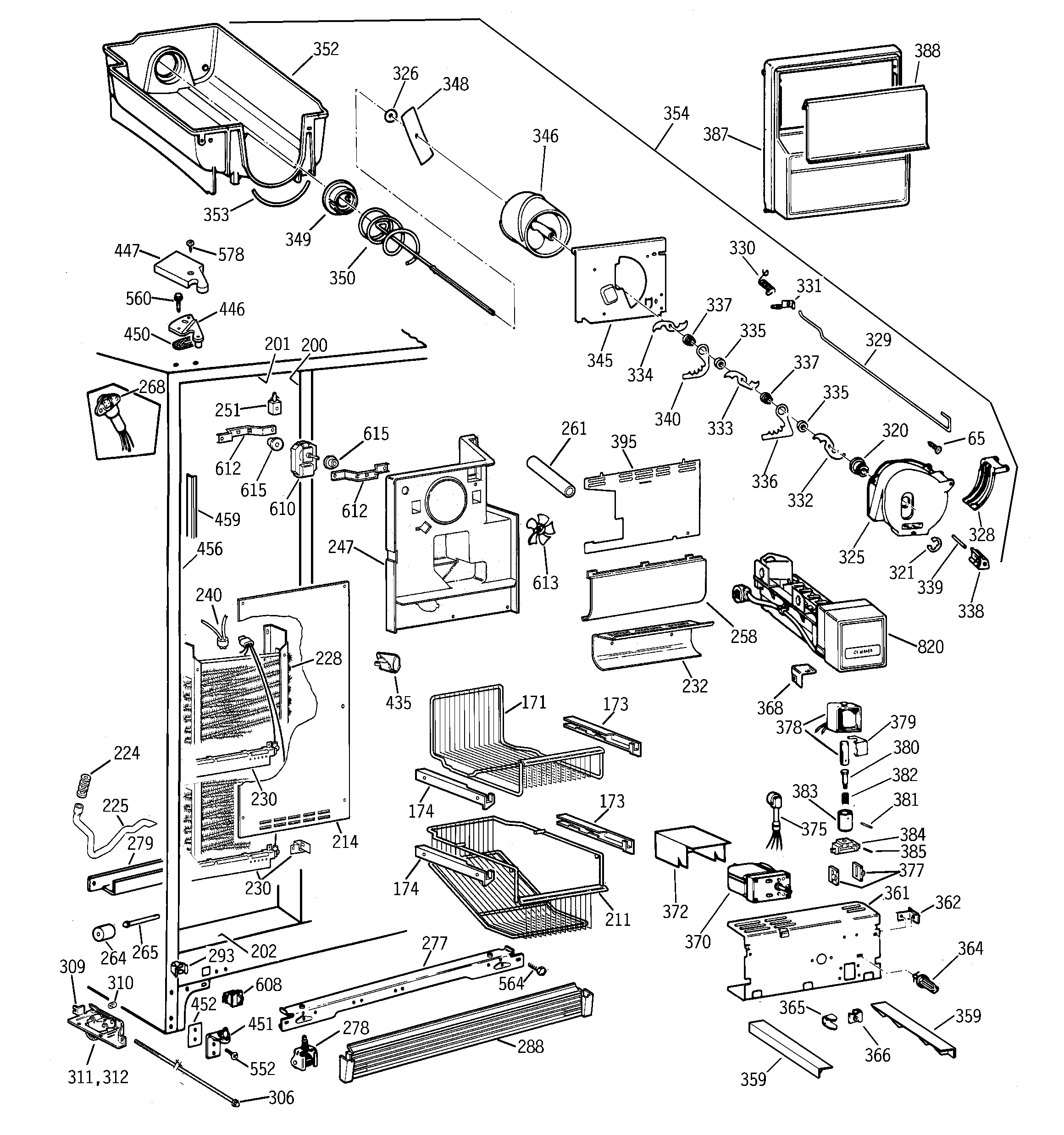 GE TPG21JRDAWW freezer section diagram