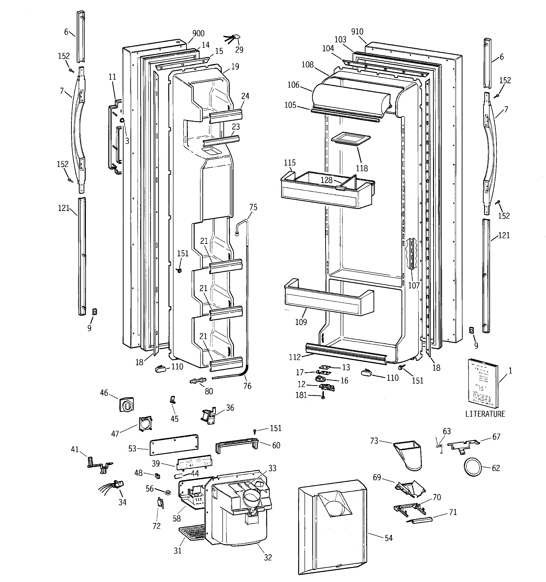 GE TFT22JWDAWW doors diagram