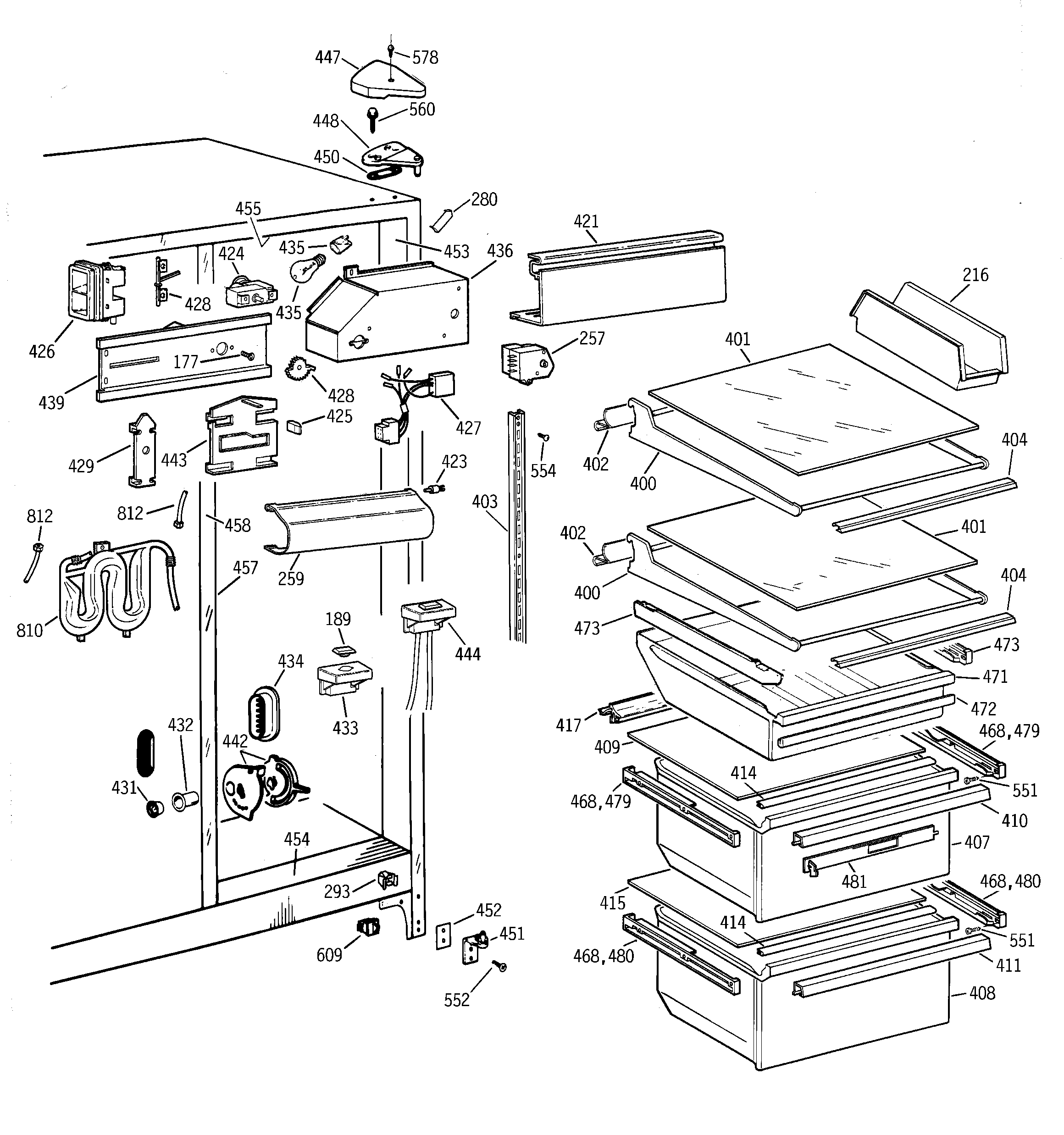 GE TFT22JWDAWW fresh food section diagram
