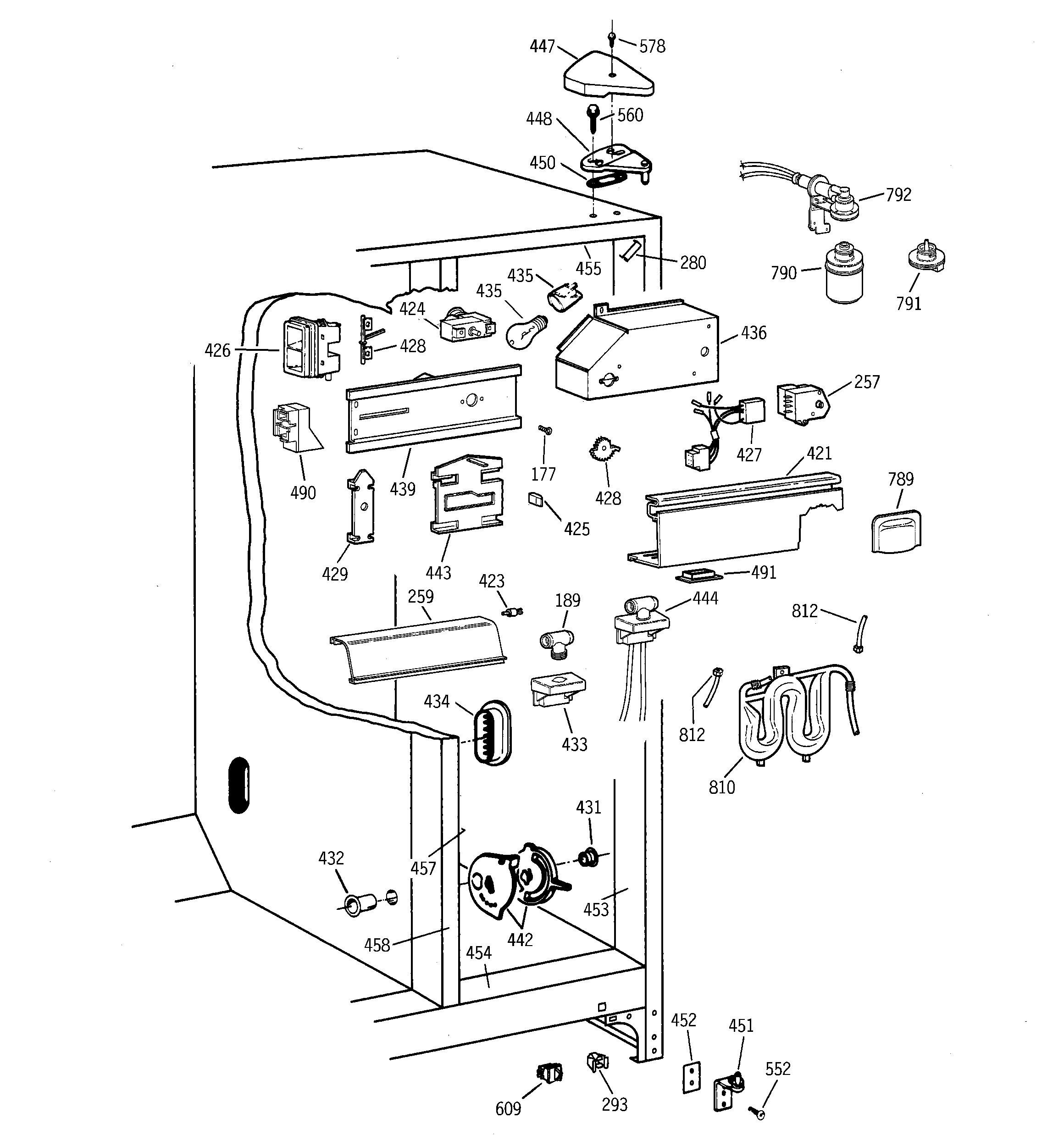 GE TFX26CPDABB fresh food section diagram