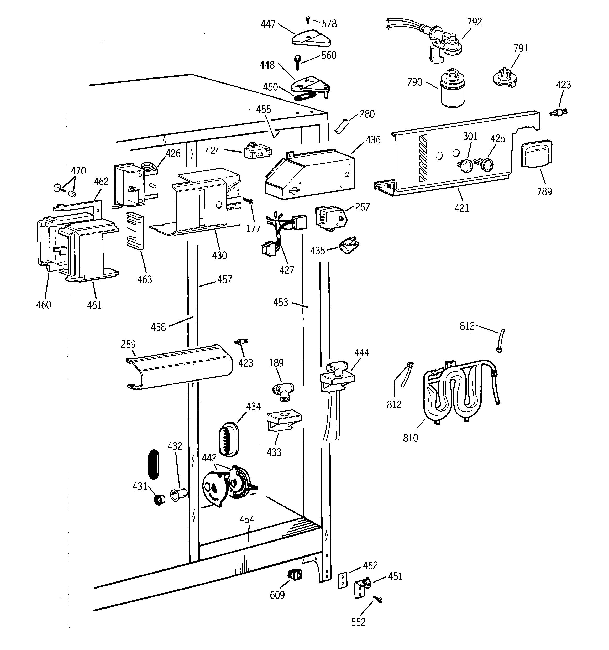 GE TFX26PPDABB fresh food section diagram