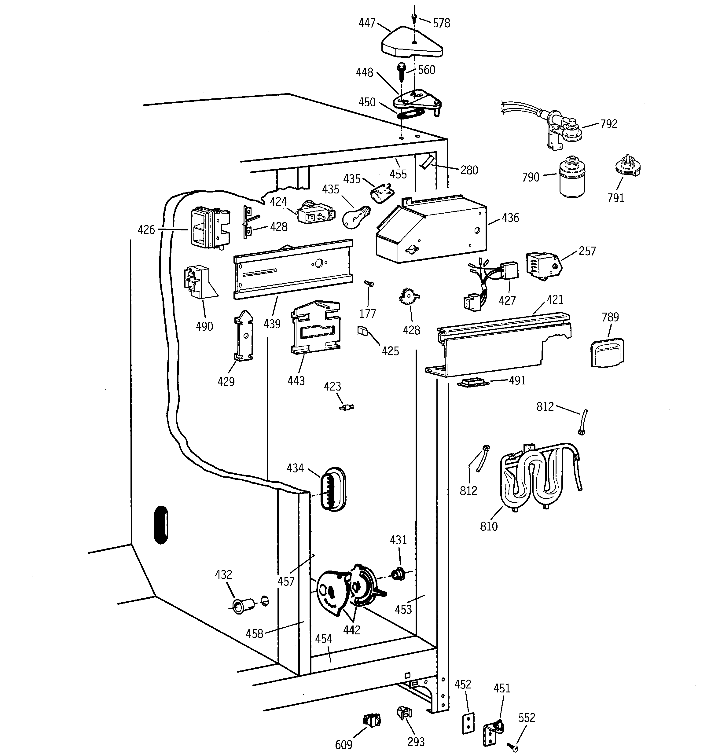 GE TFX26KPDAWW fresh food section diagram