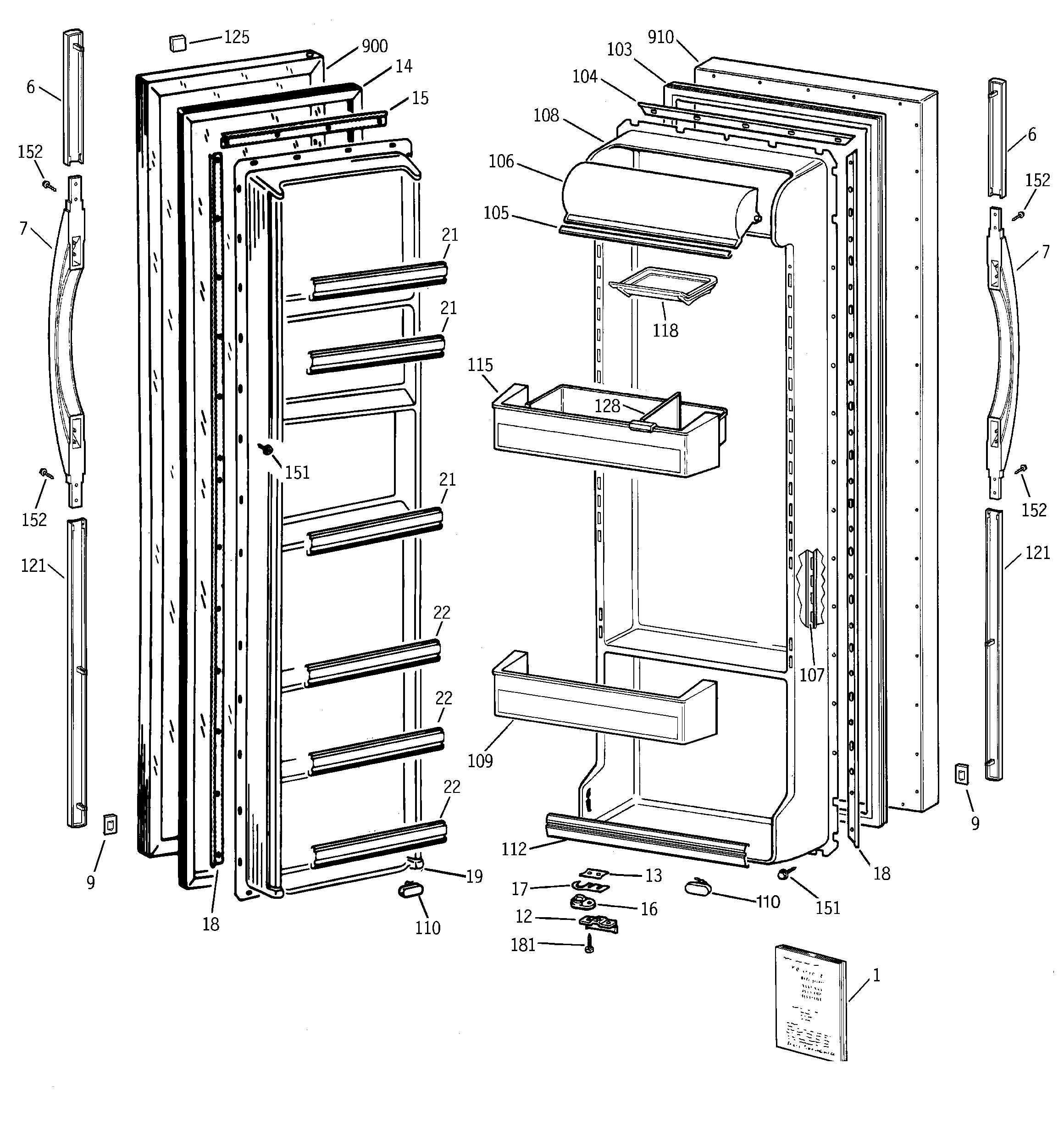 GE TFK25ZADAAA doors diagram