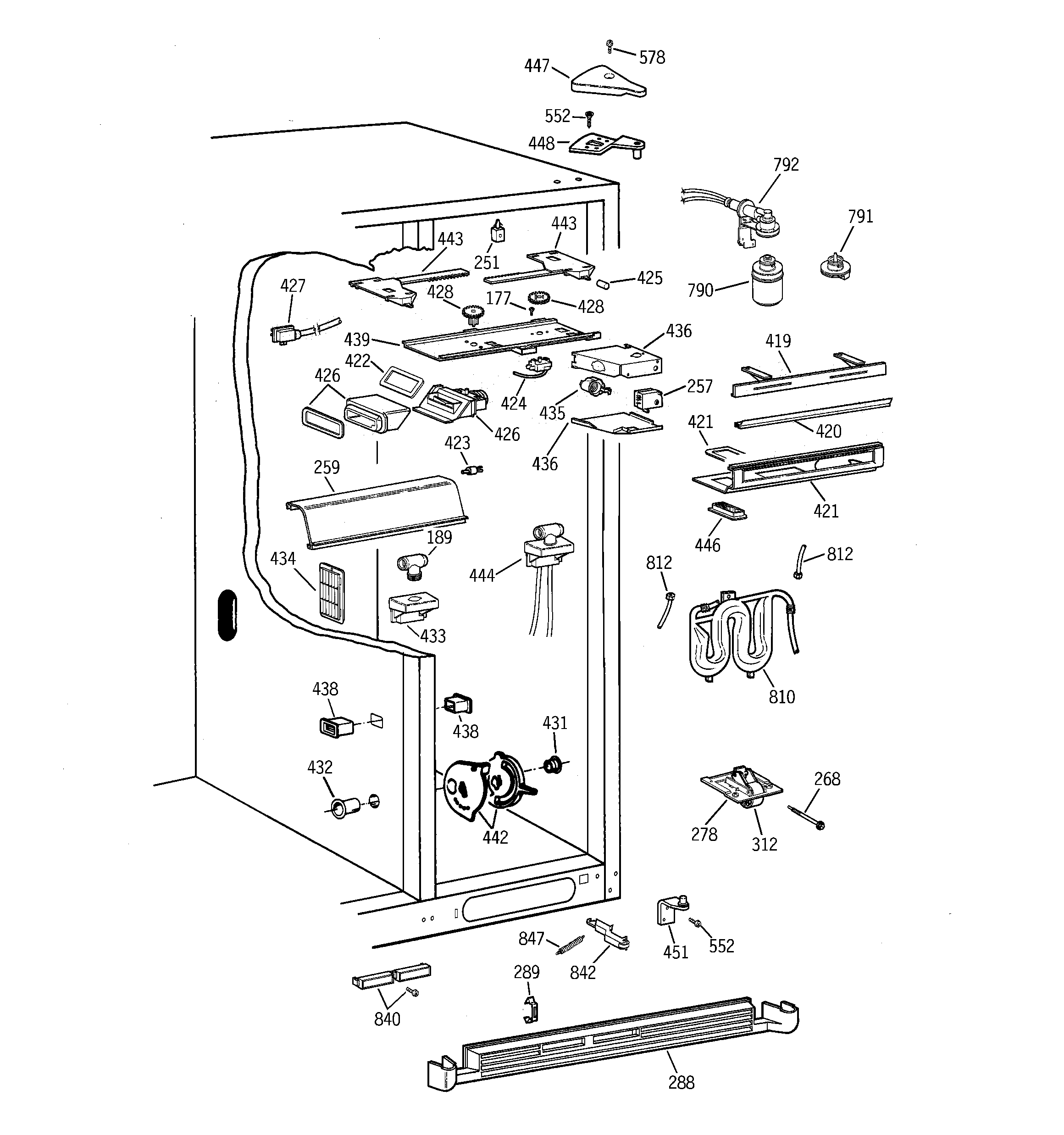 GE TPX24BPDAWW fresh food section diagram