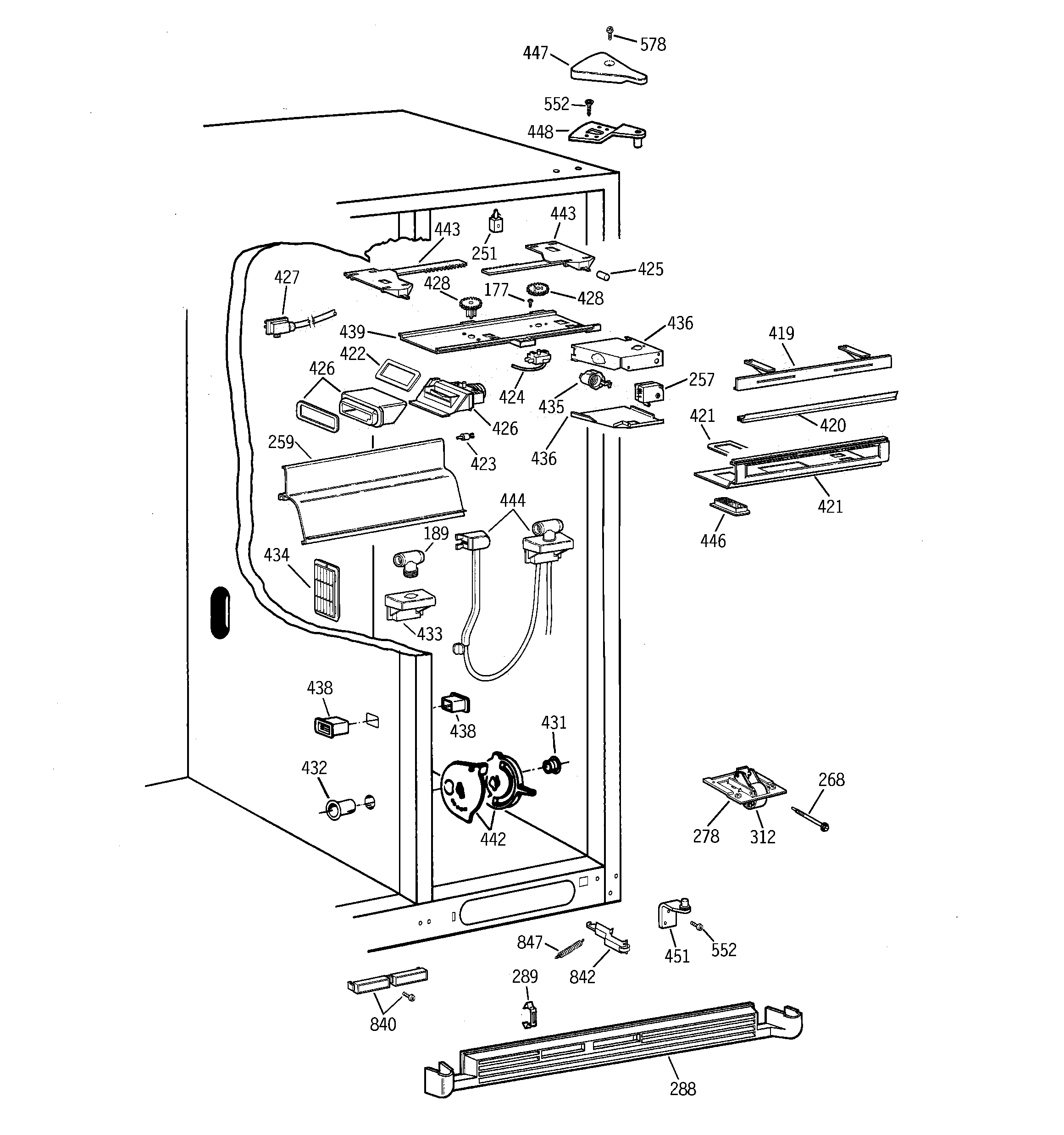 GE TPX24BIDAWW fresh food section diagram
