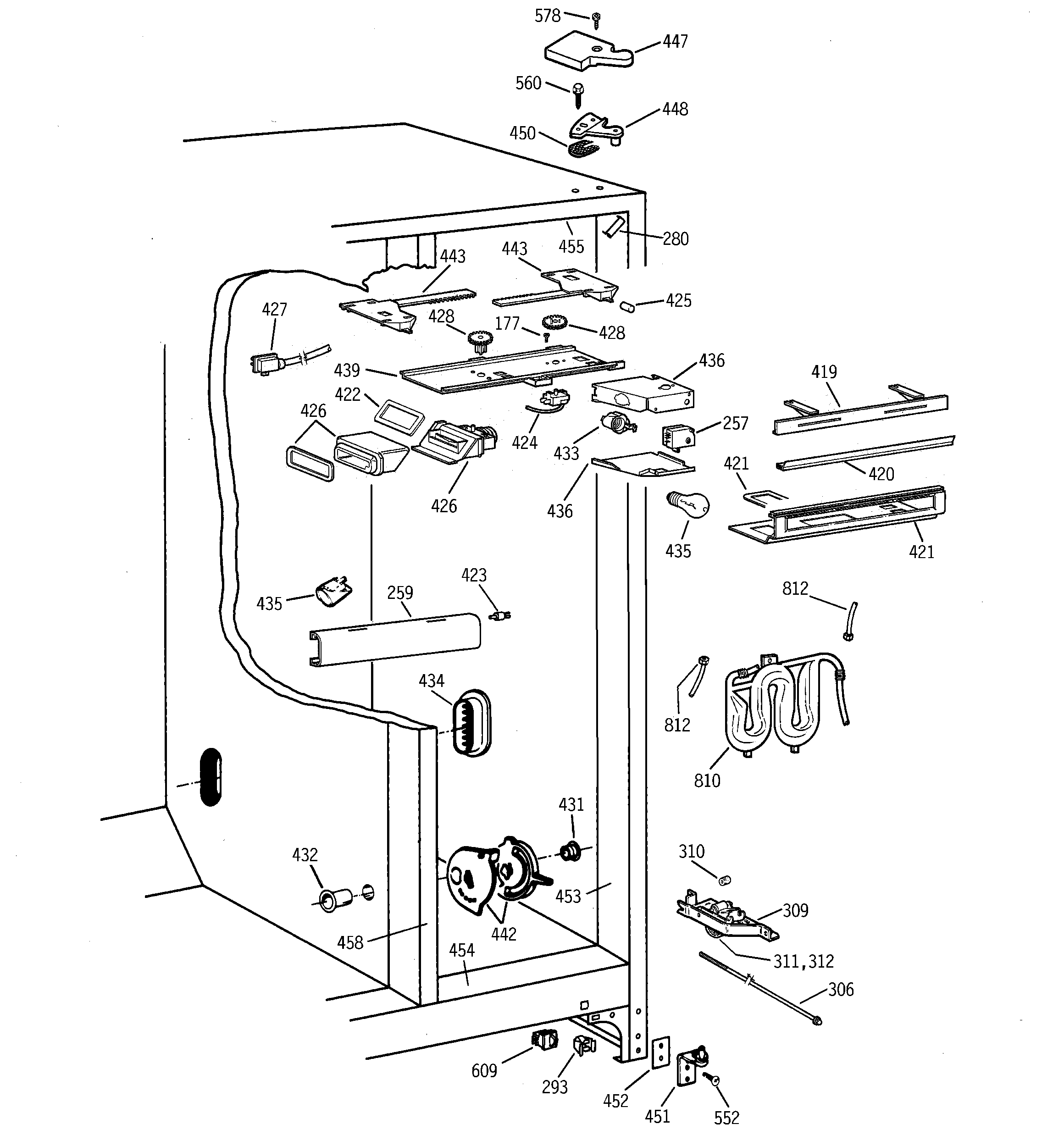 GE TPX21PRDABB fresh food section diagram